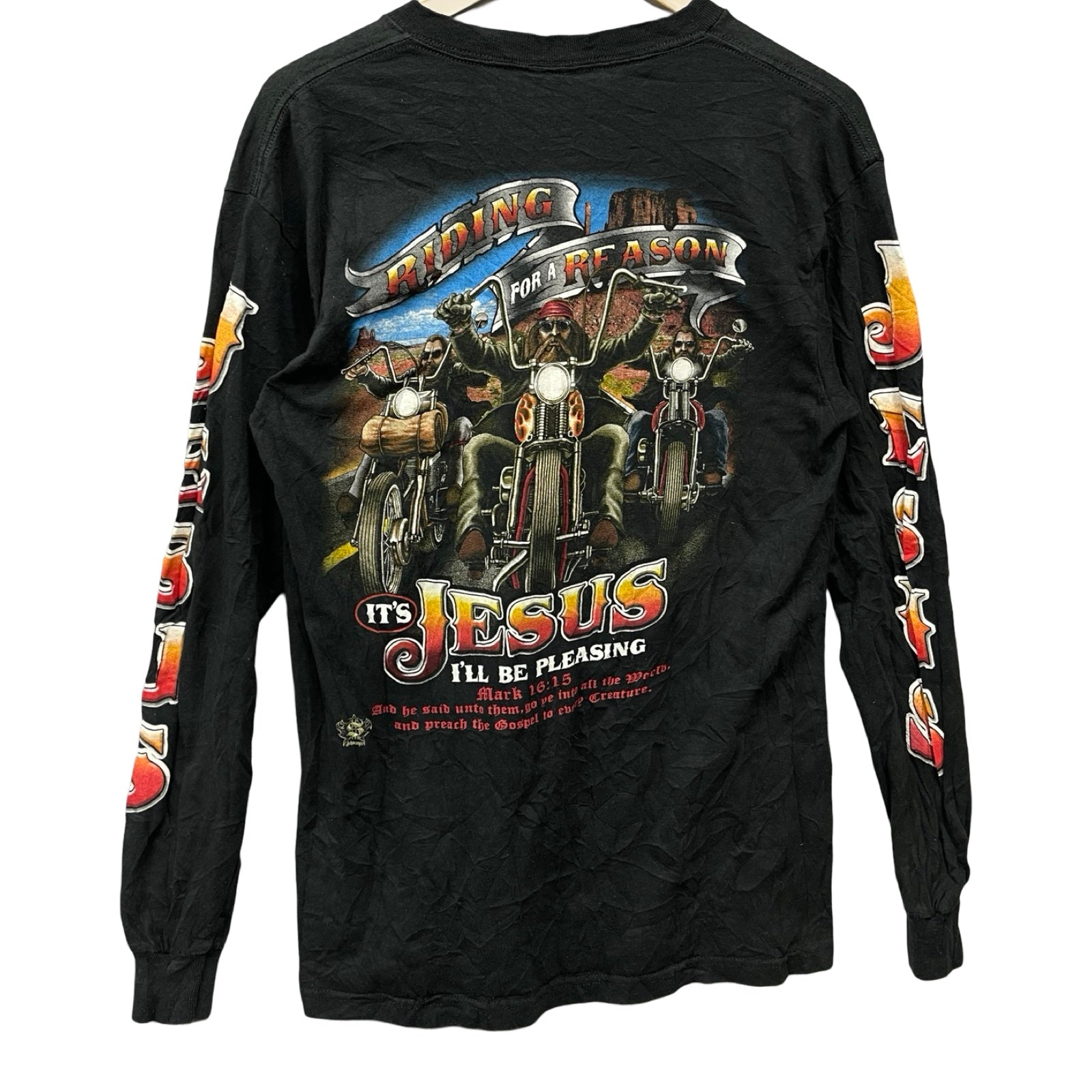 Vintage 90's Riding For A Reason "IT'S JESUS" L/S Tee Size M