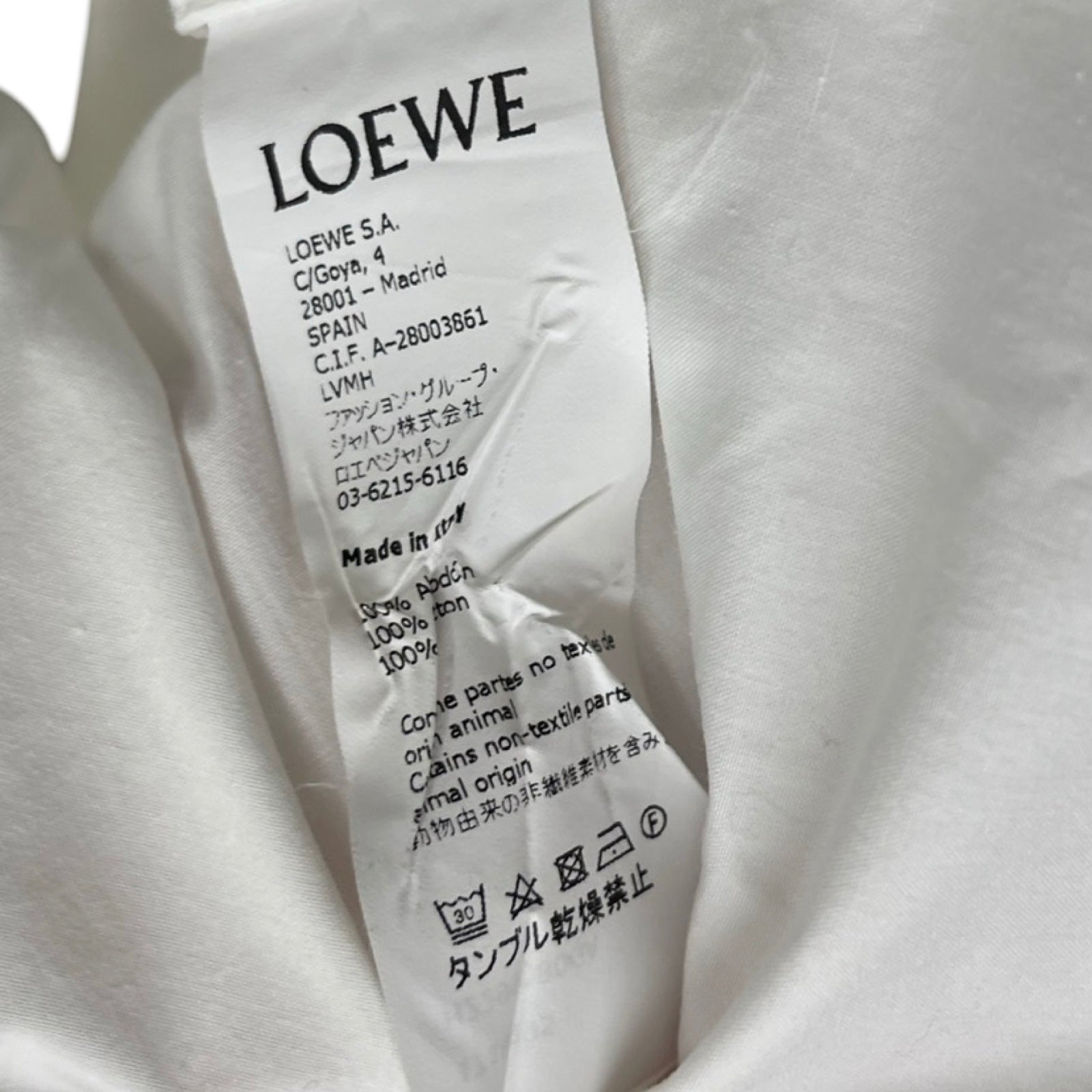 LOEWE Cotton Casual Oversized Shirt H2299080GA Size S