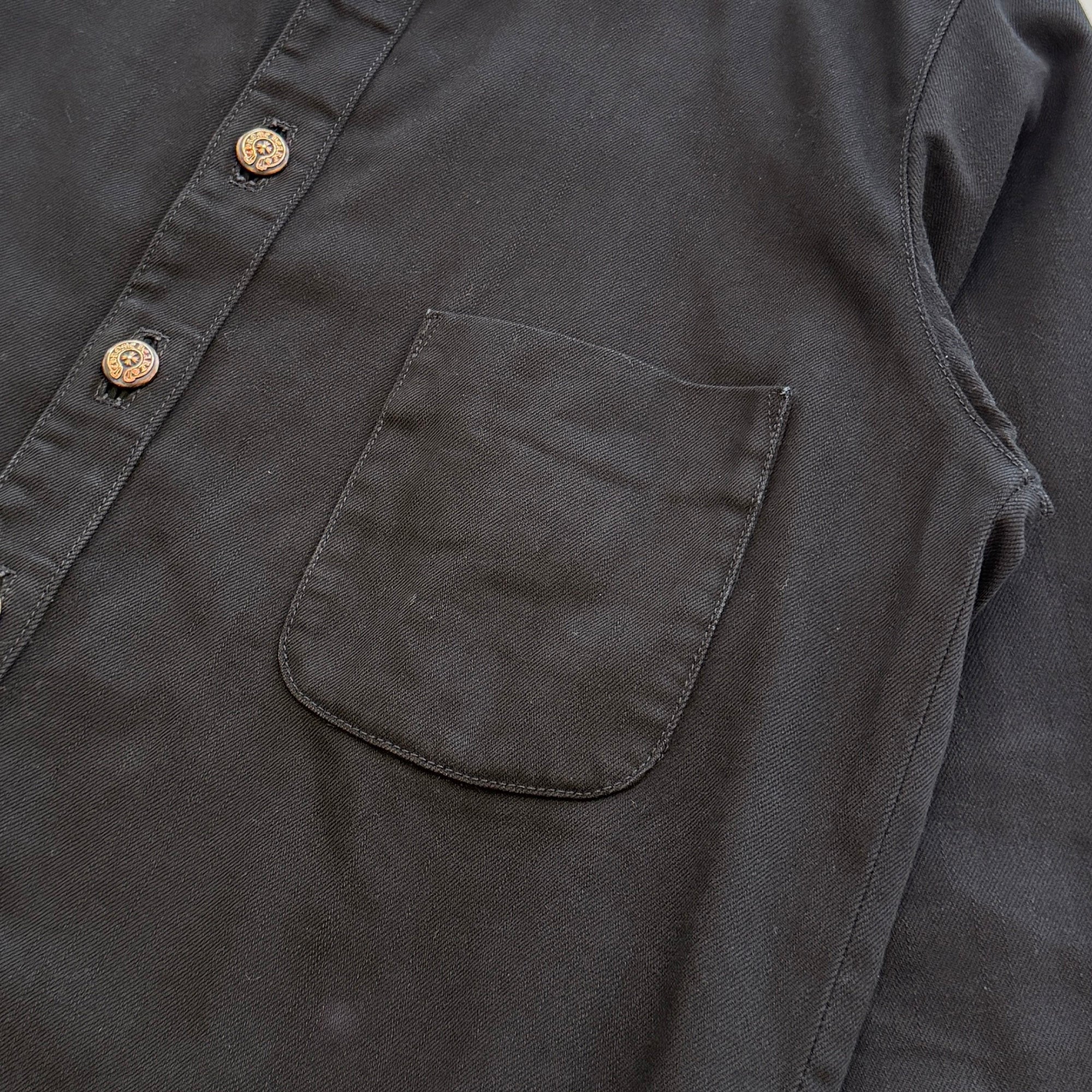 CHROME HEARTS Back Fleury Horseshoe Button Western Denim Shirt Jacket Size M クロムハーツ バックフレアニー ホースシューボタン ウエスタンデニムシャツジャケット サイズM