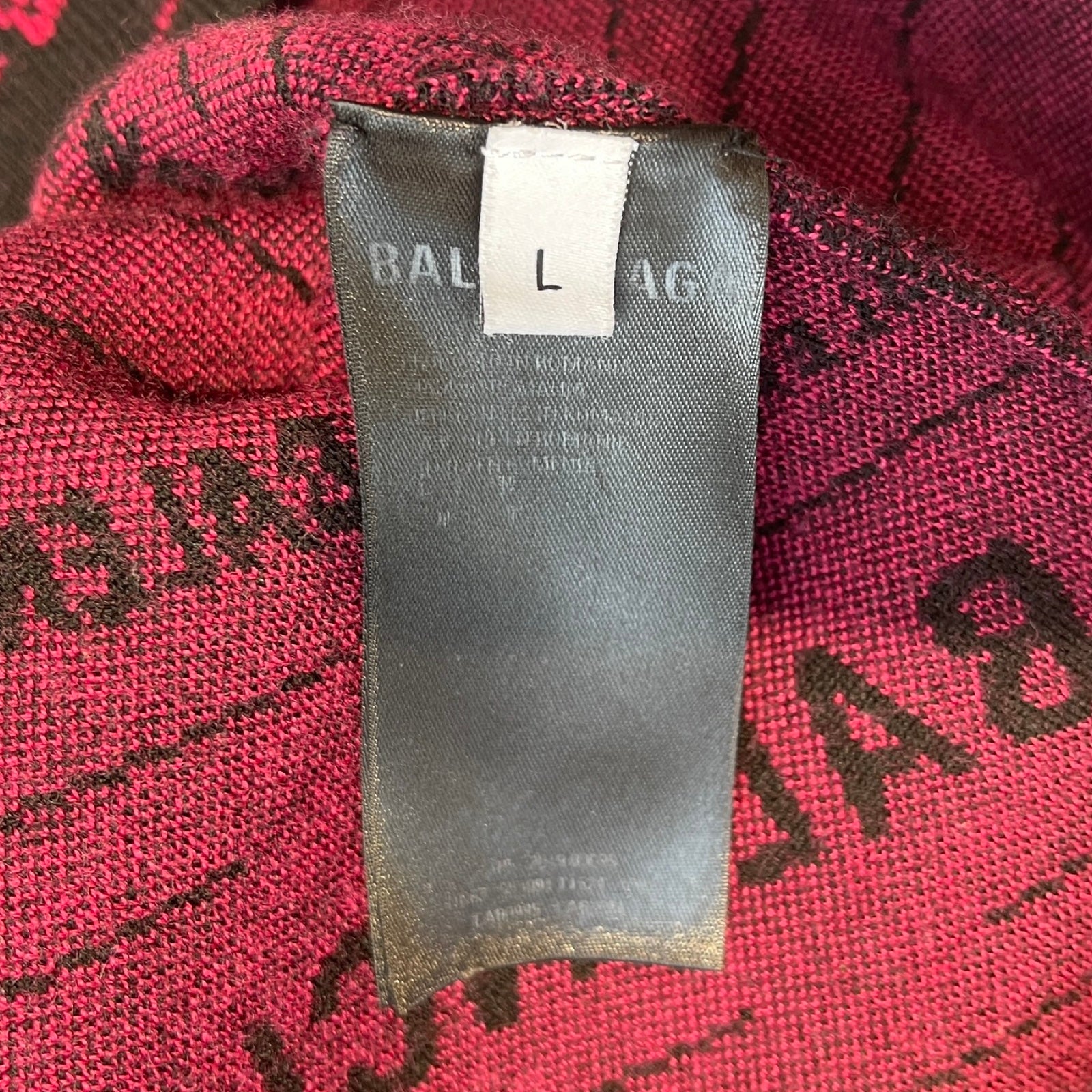 BALENCIAGA 2019AW Diagonal Jacquard Knit Sweater 583094 T1524 Size L バレンシアガ ダイアゴナ ジャカード ニットセーター サイズL