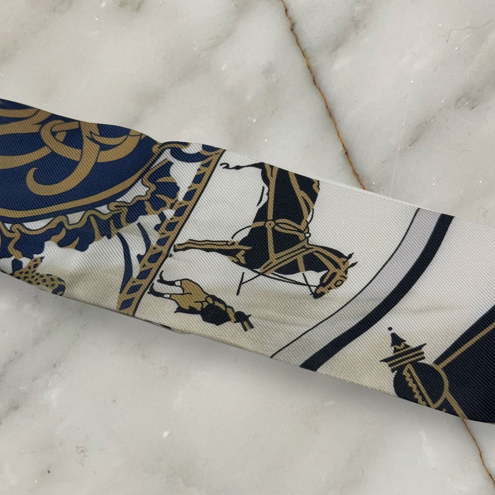 HERMES Exlibris Twilly Silk Scarf エルメス エクスリブリス ツイリー シルクスカーフ