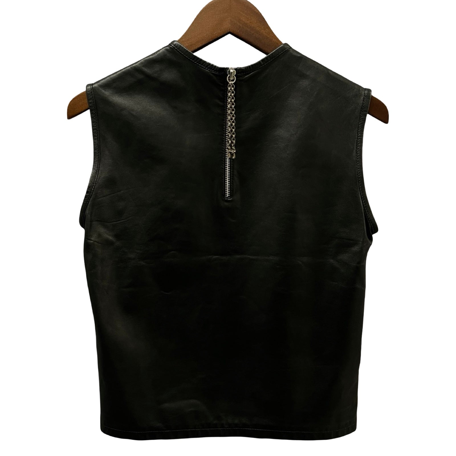 CHROME HEARTS Paper Chain Zip Up Leather Vest Size S