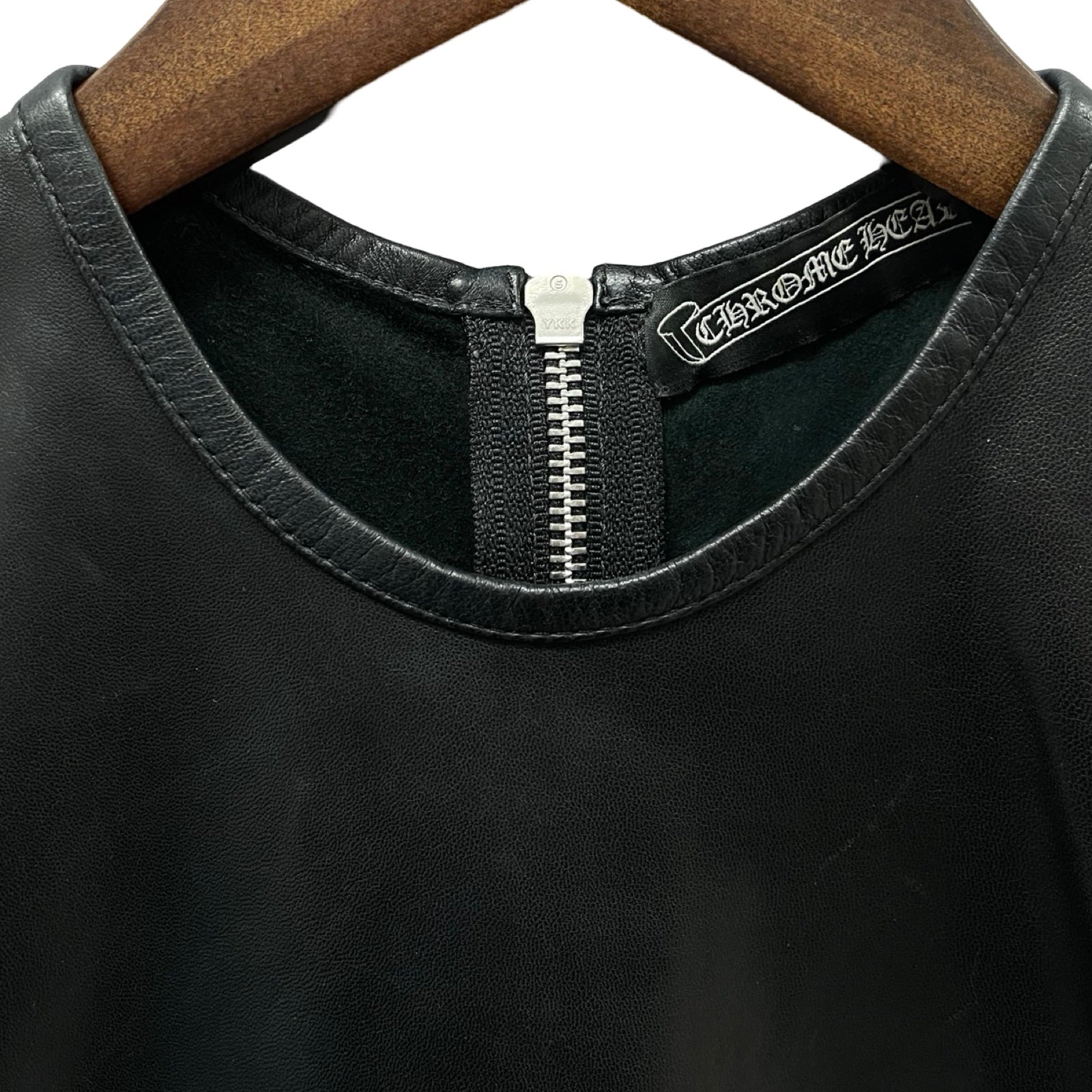 CHROME HEARTS Paper Chain Zip Up Leather Vest Size S