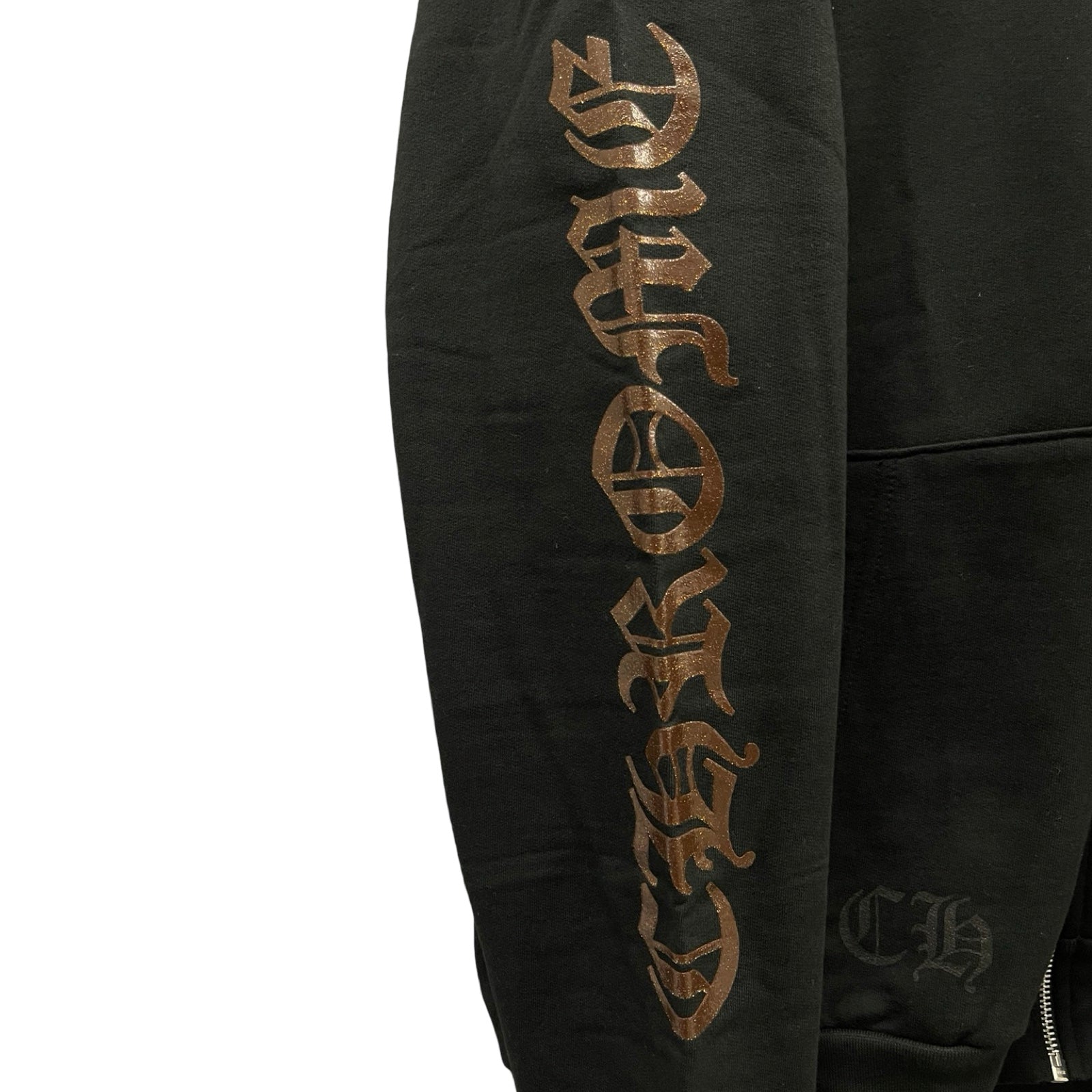 CHROME HEARTS 1998 Glitter Vertical Logo Zip Up Hoodie Size L