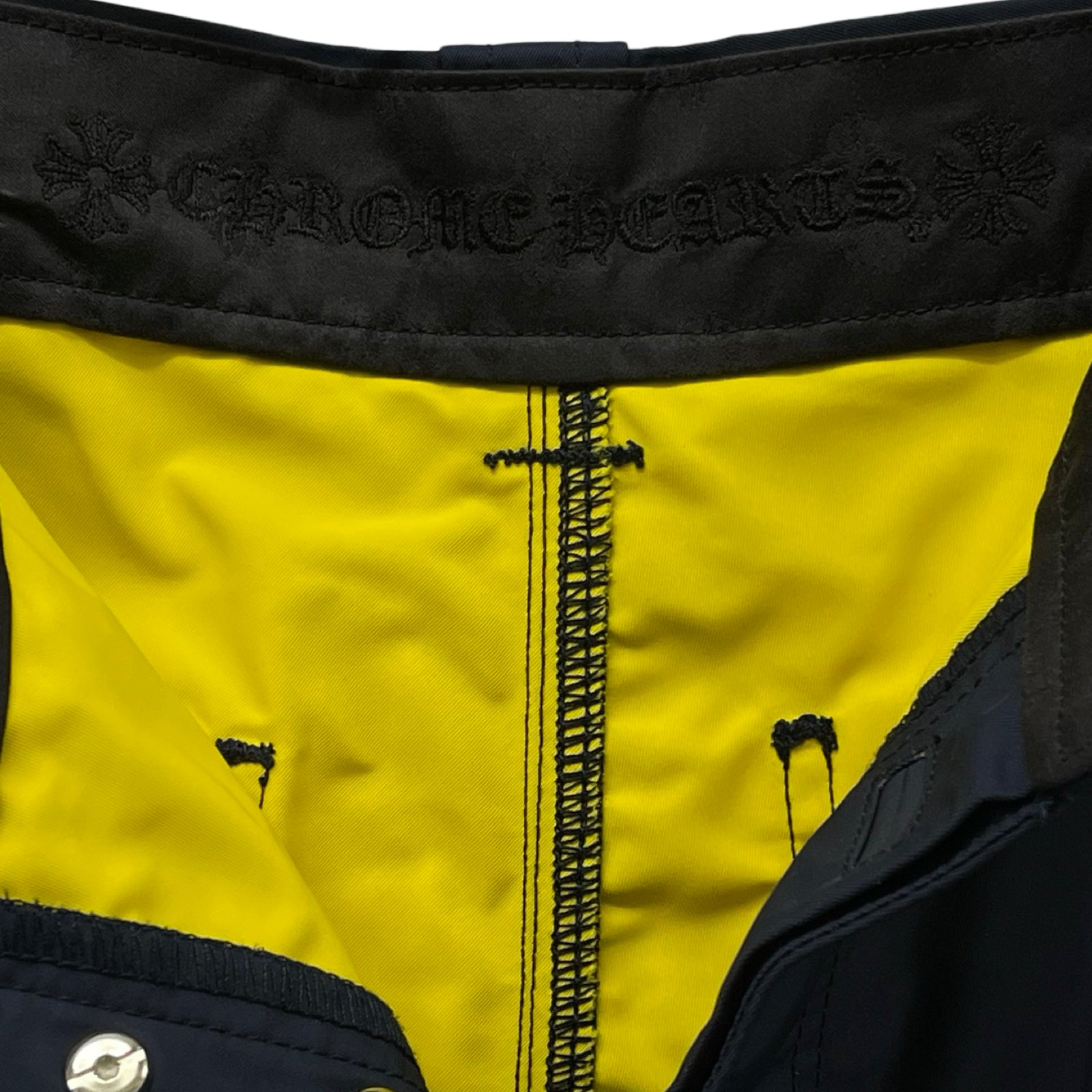 CHROME HEARTS Ynot Nylon Leather Cross Patch Shorts Size 32