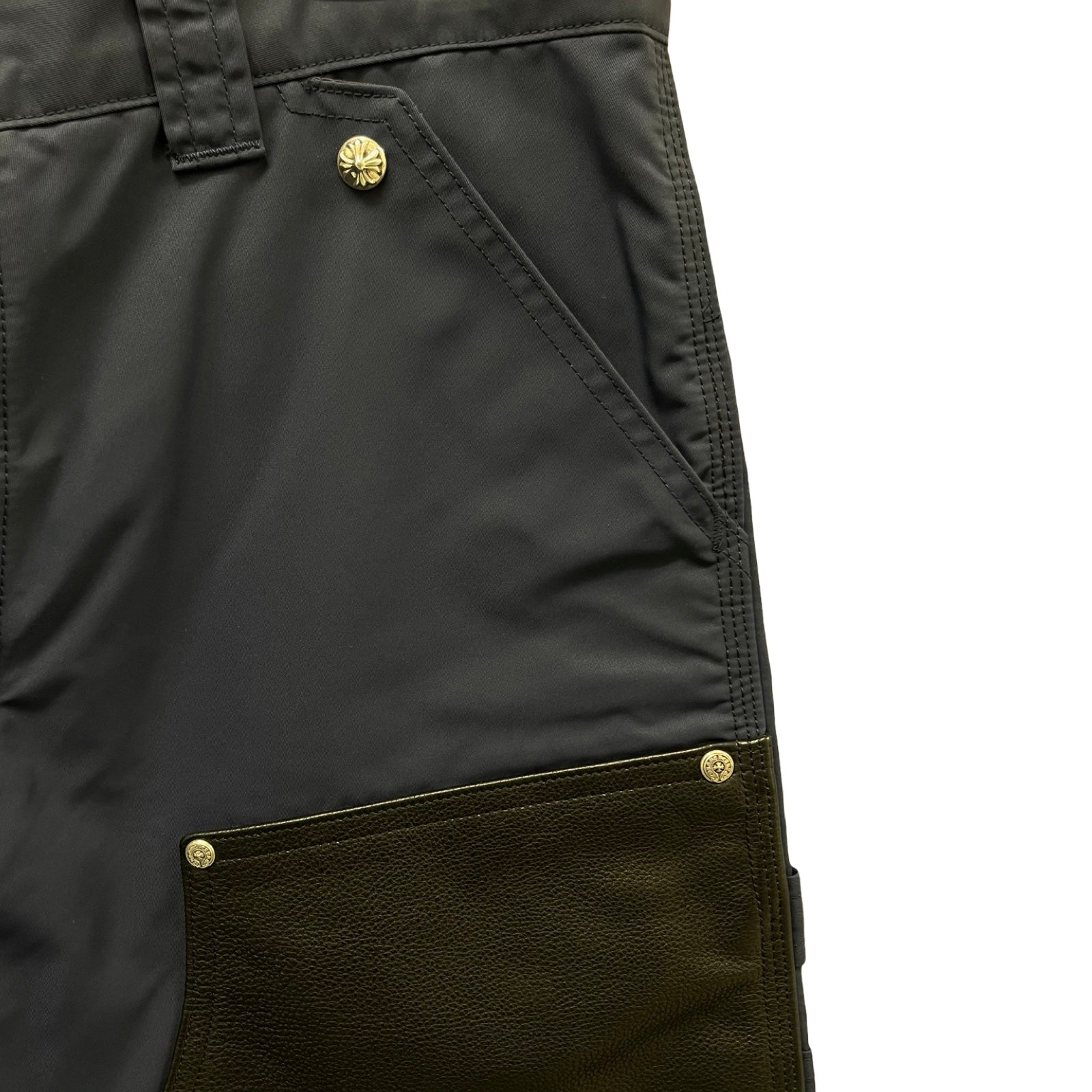 CHROME HEARTS Ynot Nylon Leather Cross Patch Shorts Size 32