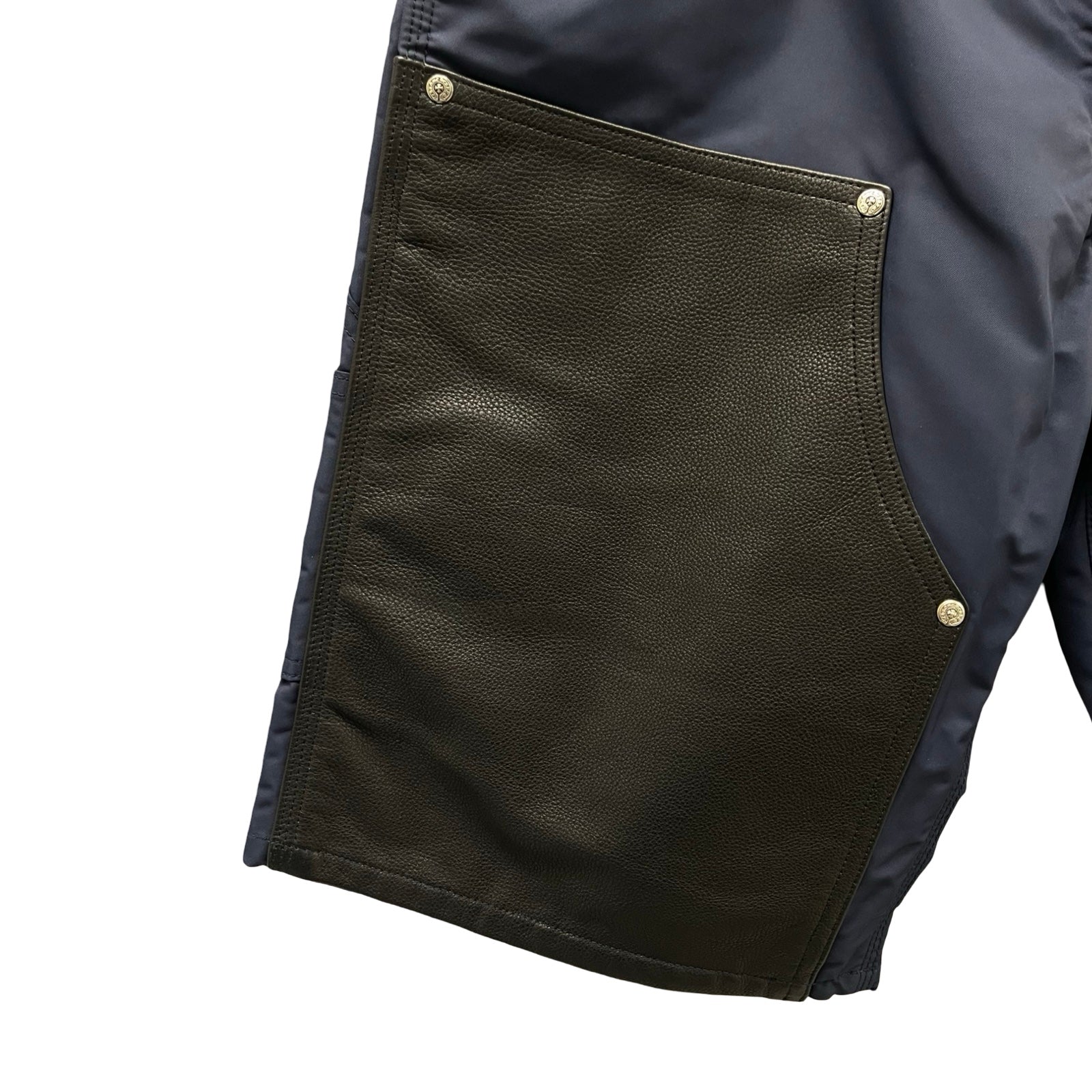 CHROME HEARTS Ynot Nylon Leather Cross Patch Shorts Size 32