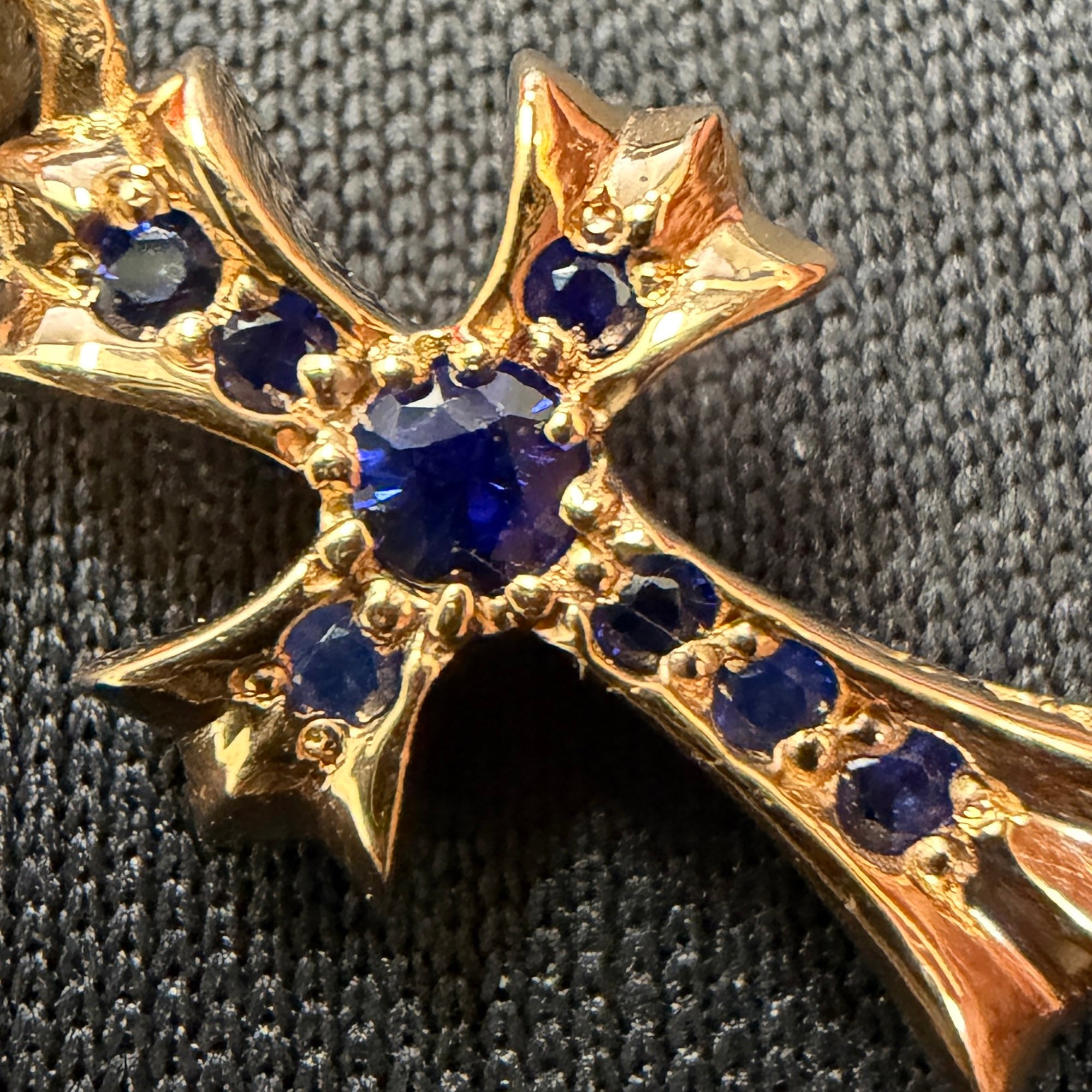 CHROME HEARTS 22K Baby Fat Cross Pave Blue Sapphire Pendant Top クロムハーツ 22K ベイビーファット クロス パヴェ ブルーサファイヤ ペンダントトップ