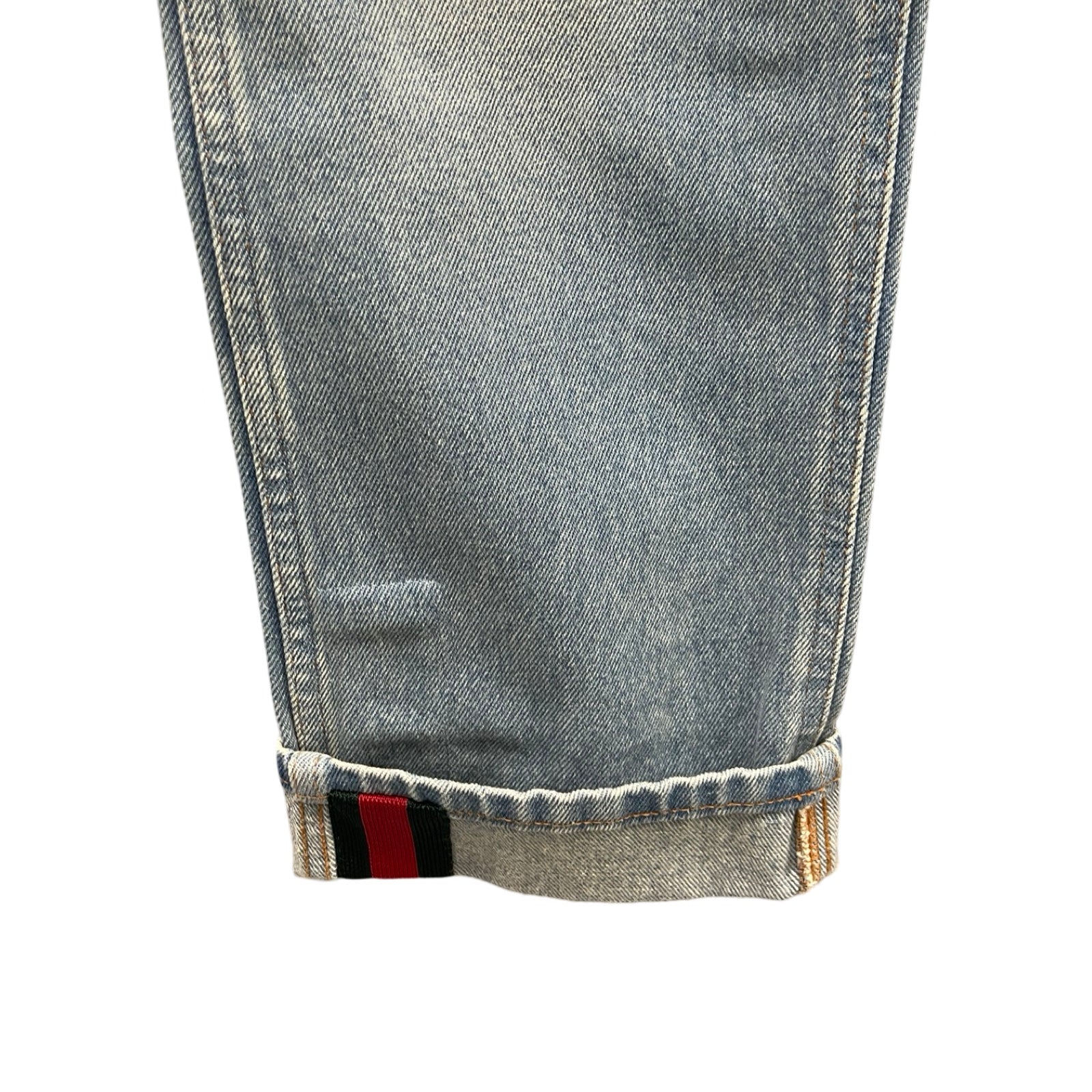 GUCCI 2018SS Web Stripe Tapered Denim Pants 430368 XR606 Size 33