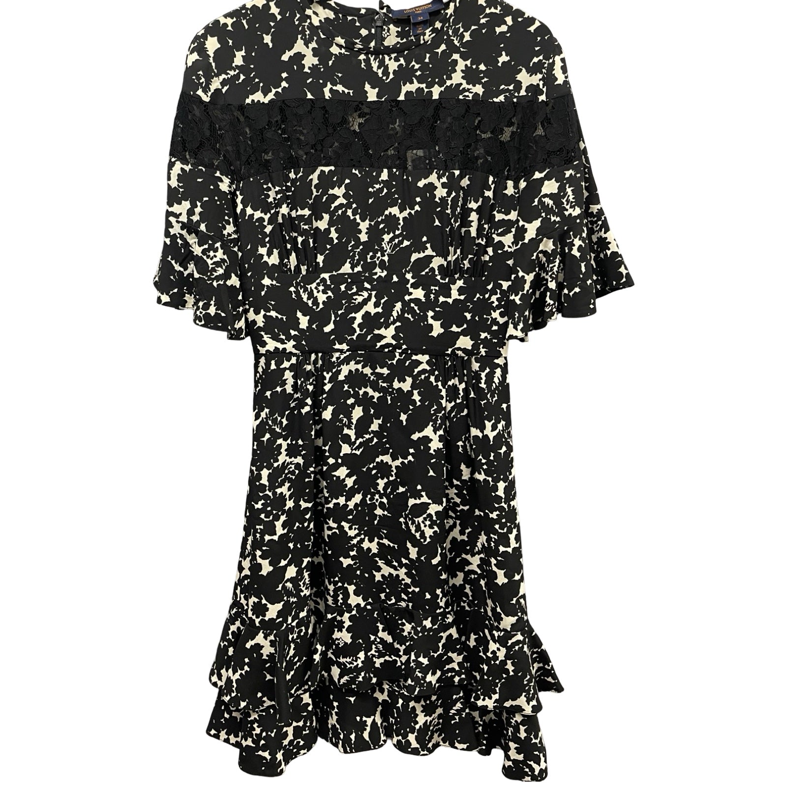 LOUIS VUITTON 2019SS Lace Switching Back Zip Dress Size 34