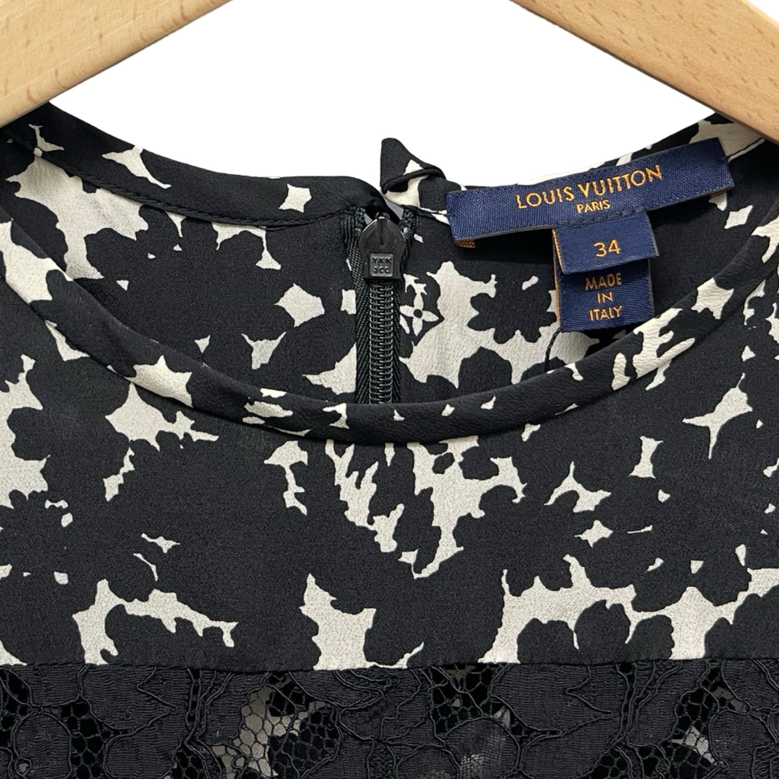 LOUIS VUITTON 2019SS Lace Switching Back Zip Dress Size 34