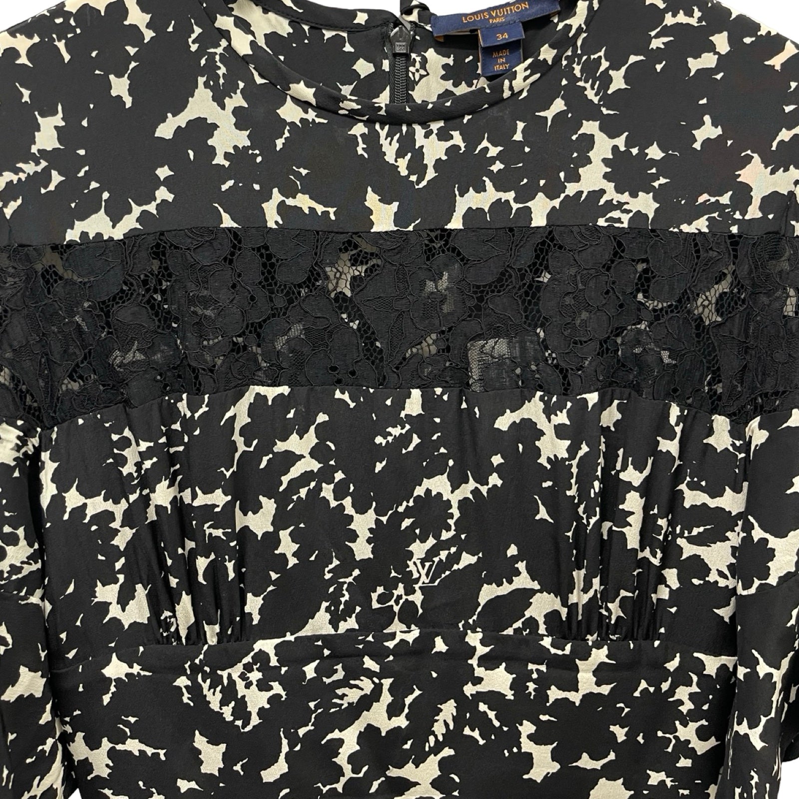LOUIS VUITTON 2019SS Lace Switching Back Zip Dress Size 34