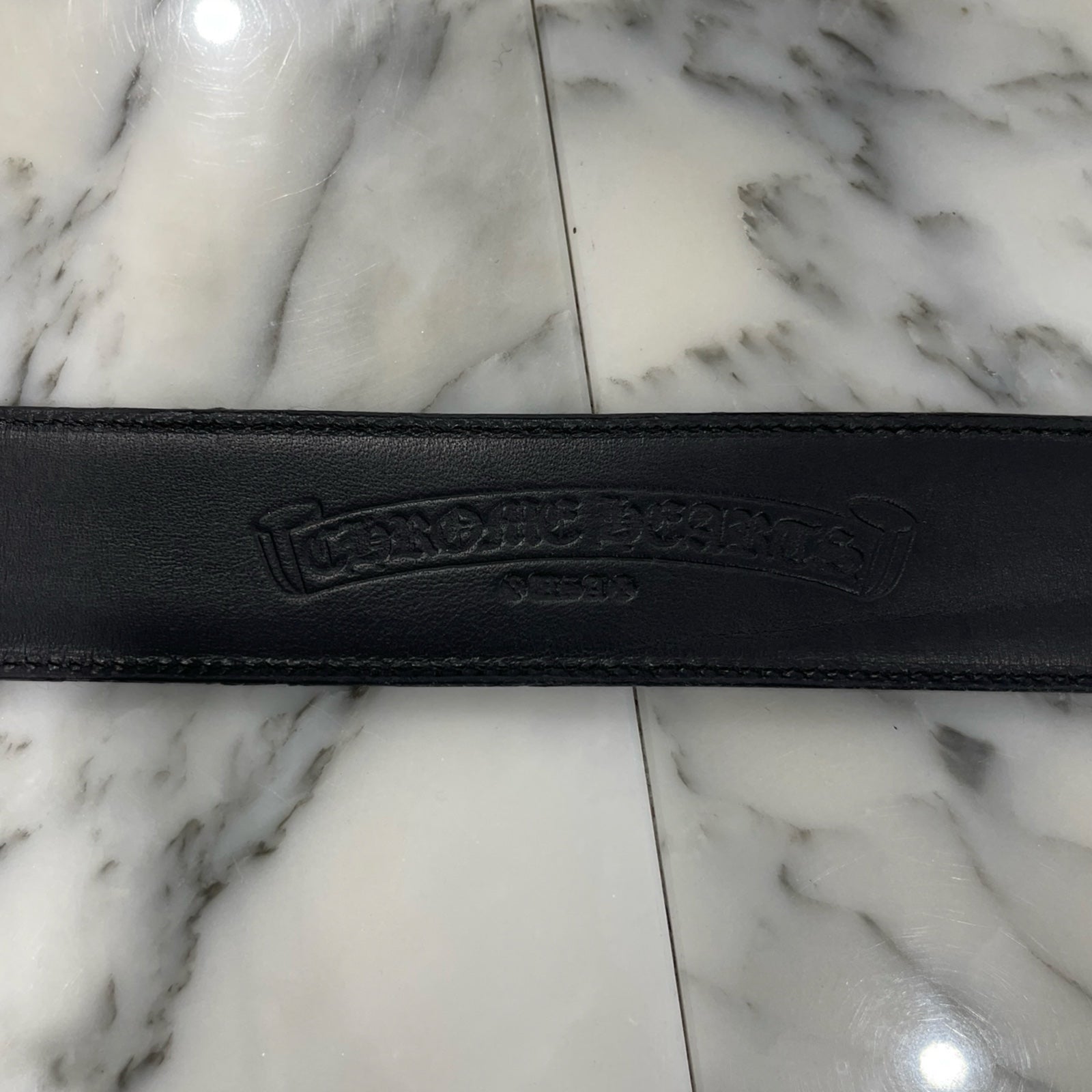 CHROME HEARTS Scroll Label Rivets Leather Belt Size 32 クロムハーツ スクロールラベル リベッツ レザー ベルト サイズ32