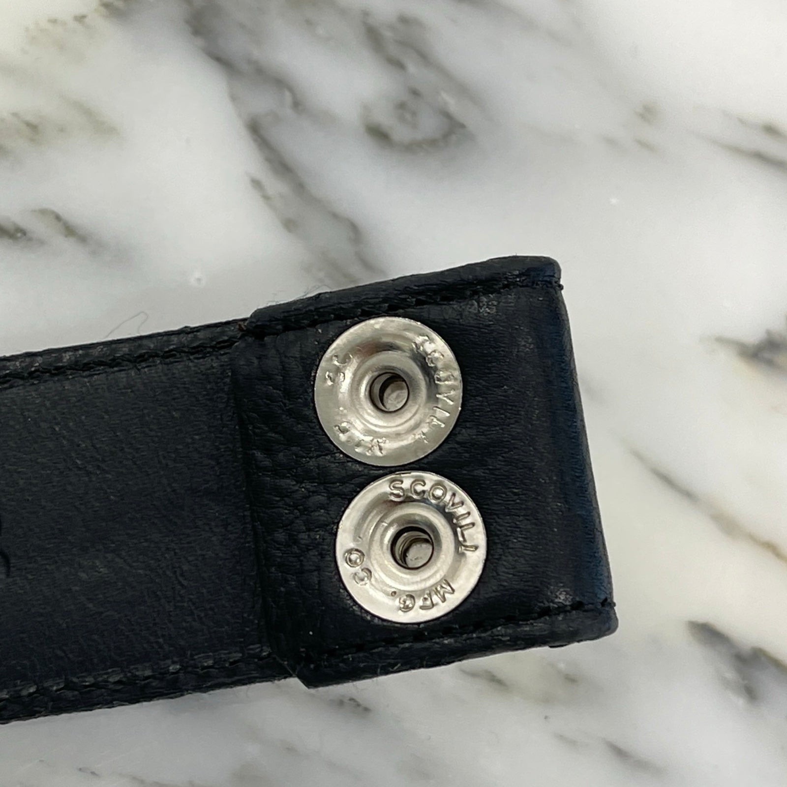 CHROME HEARTS Scroll Label Rivets Leather Belt Size 32 クロムハーツ スクロールラベル リベッツ レザー ベルト サイズ32