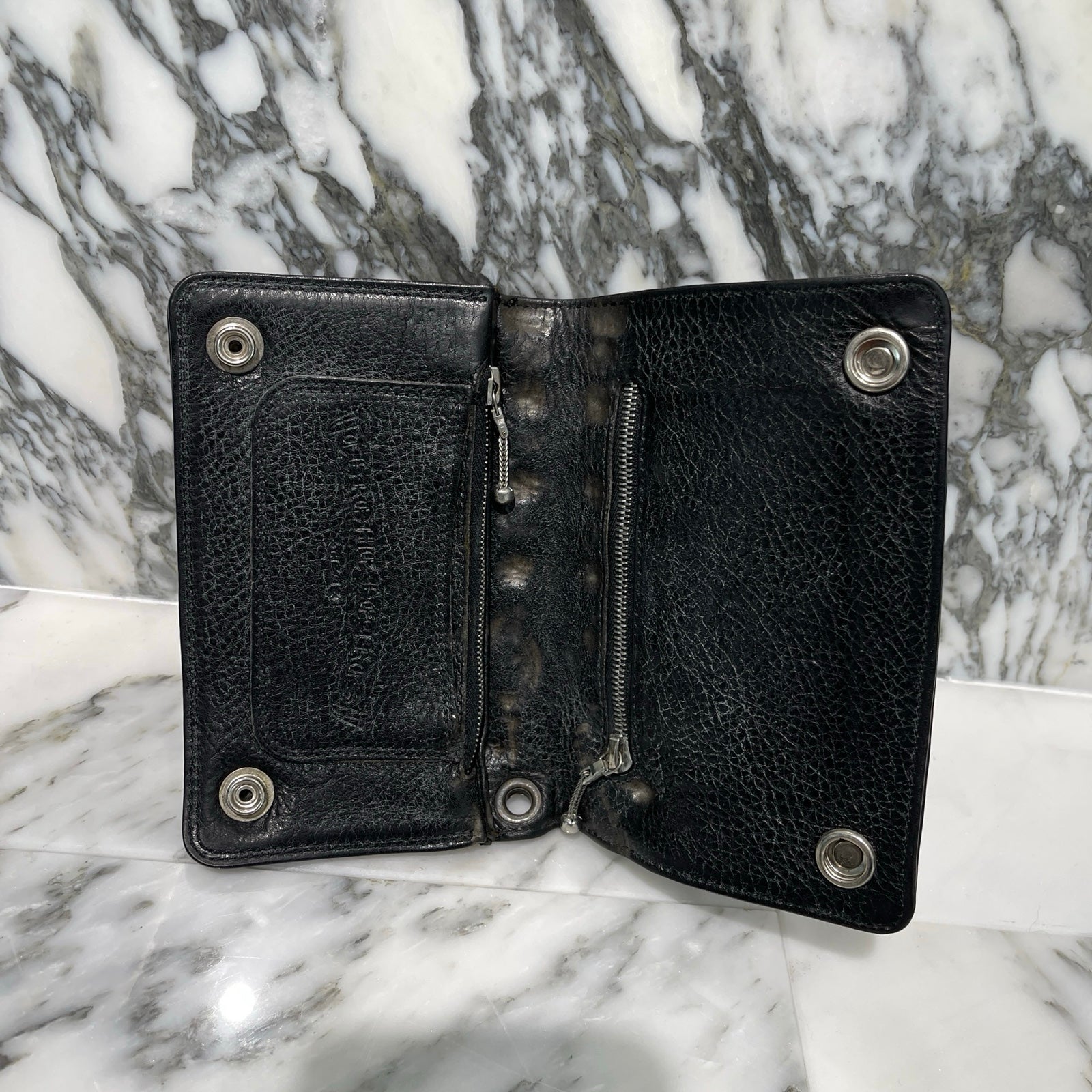 CHROME HEARTS 2 Zip Cross Ball Button Leather Wallet クロムハーツ