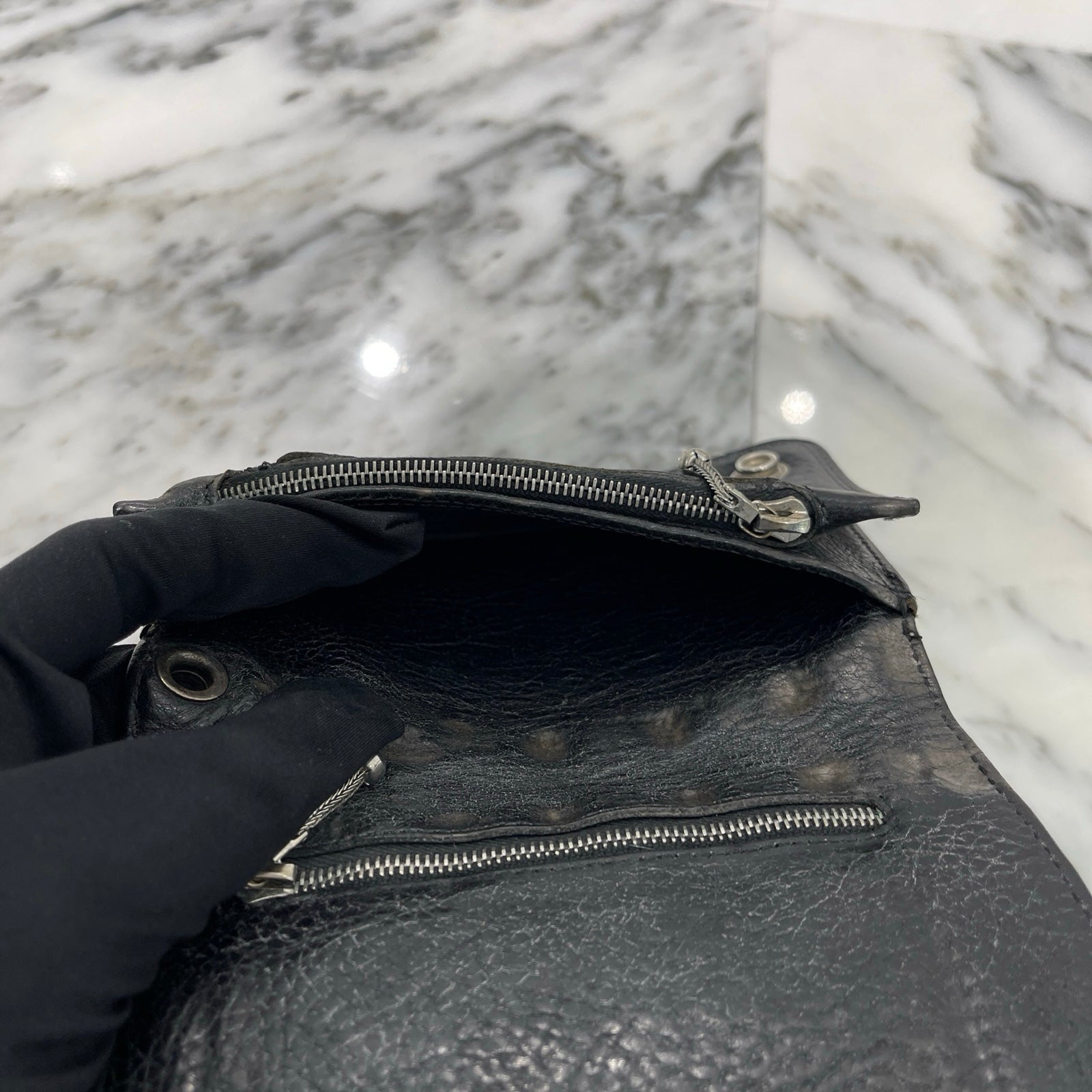 CHROME HEARTS 2 Zip Cross Ball Button Leather Wallet クロムハーツ 2ジップ クロスボールボタン レザーウォレット