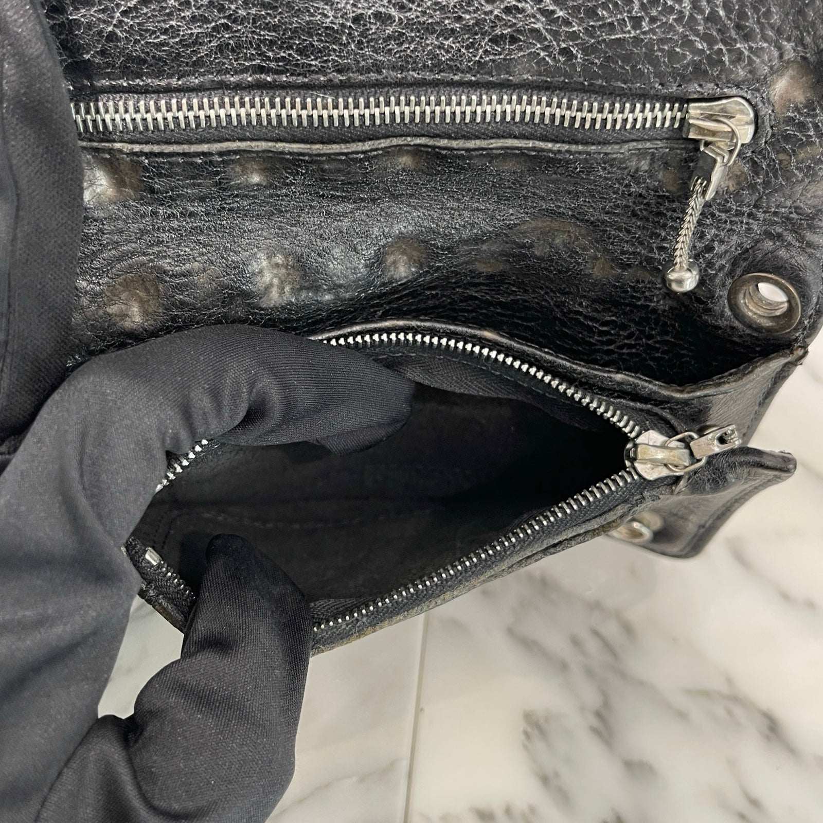 CHROME HEARTS 2 Zip Cross Ball Button Leather Wallet クロムハーツ 2ジップ クロスボールボタン レザーウォレット