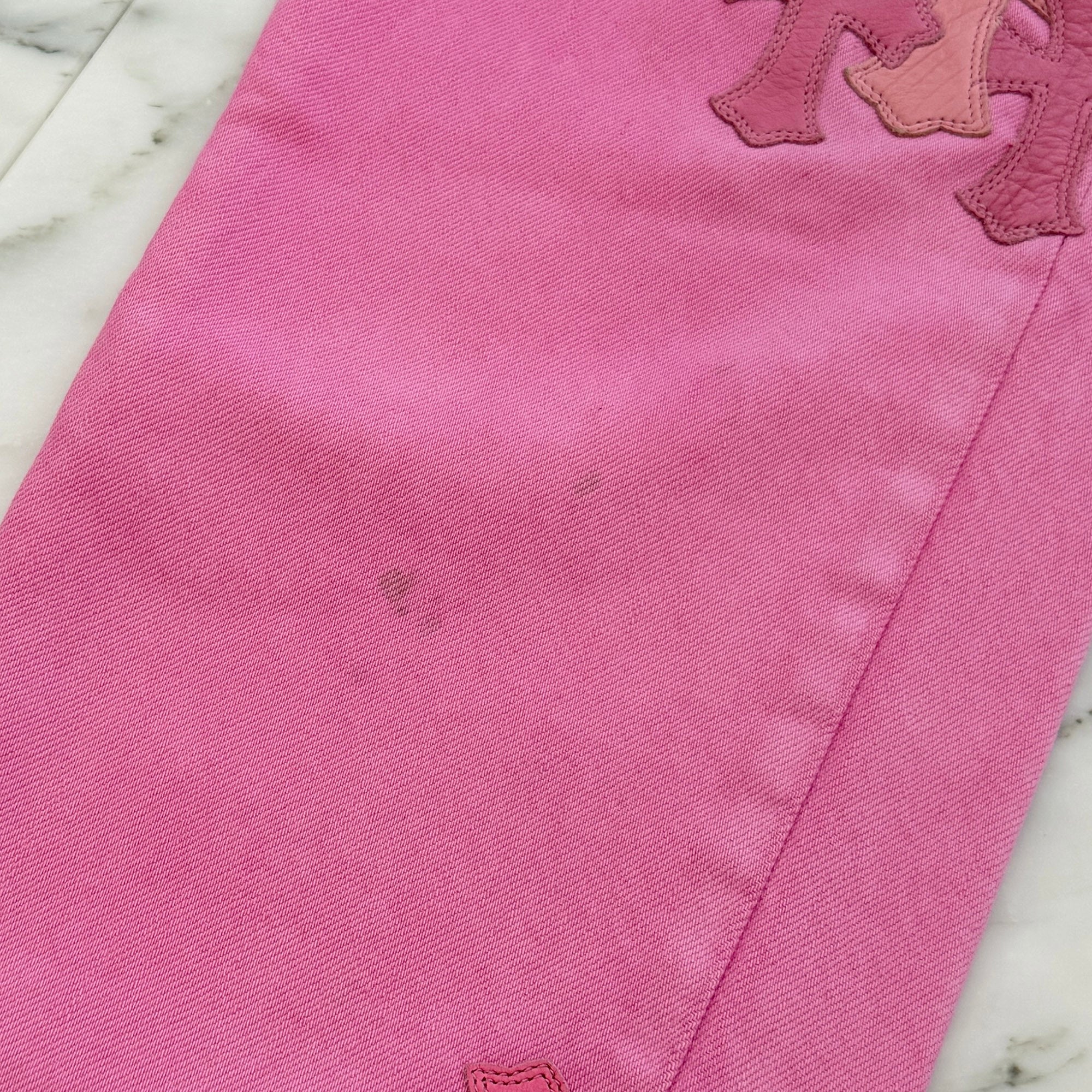CHROME HEARTS × Levi's VNTG Pink Cross Leather Patch Denim Pants Size 30 クロムハーツ × リーバイス ヴィンテージ ピンククロス レザーパッチ デニムパンツ ジーンズ サイズ30