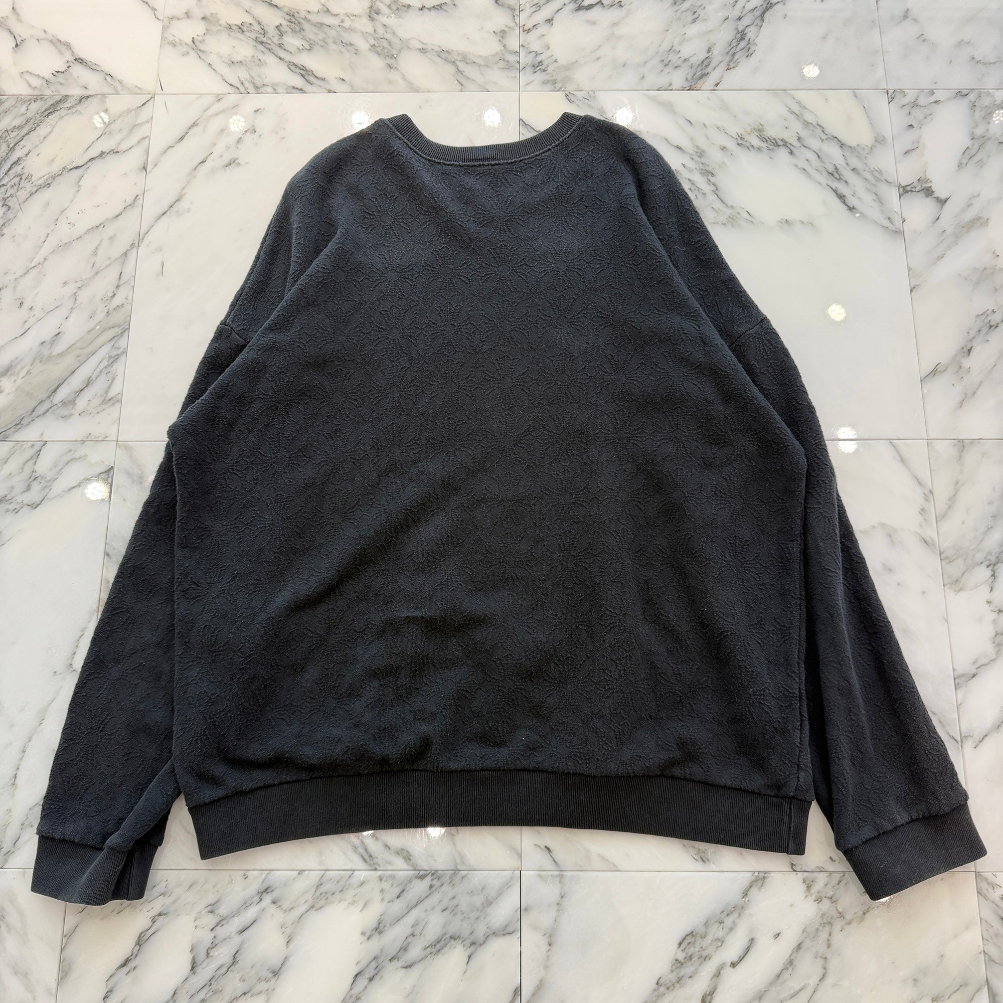 CHROME HEARTS Y NOT Tonal Monogram Cross Vertical Logo Sweat Shirt Size M クロムハーツ ワイノット トーナルモノグラムクロス ヴァーティカルロゴ スウェットシャツ Tシャツ サイズM