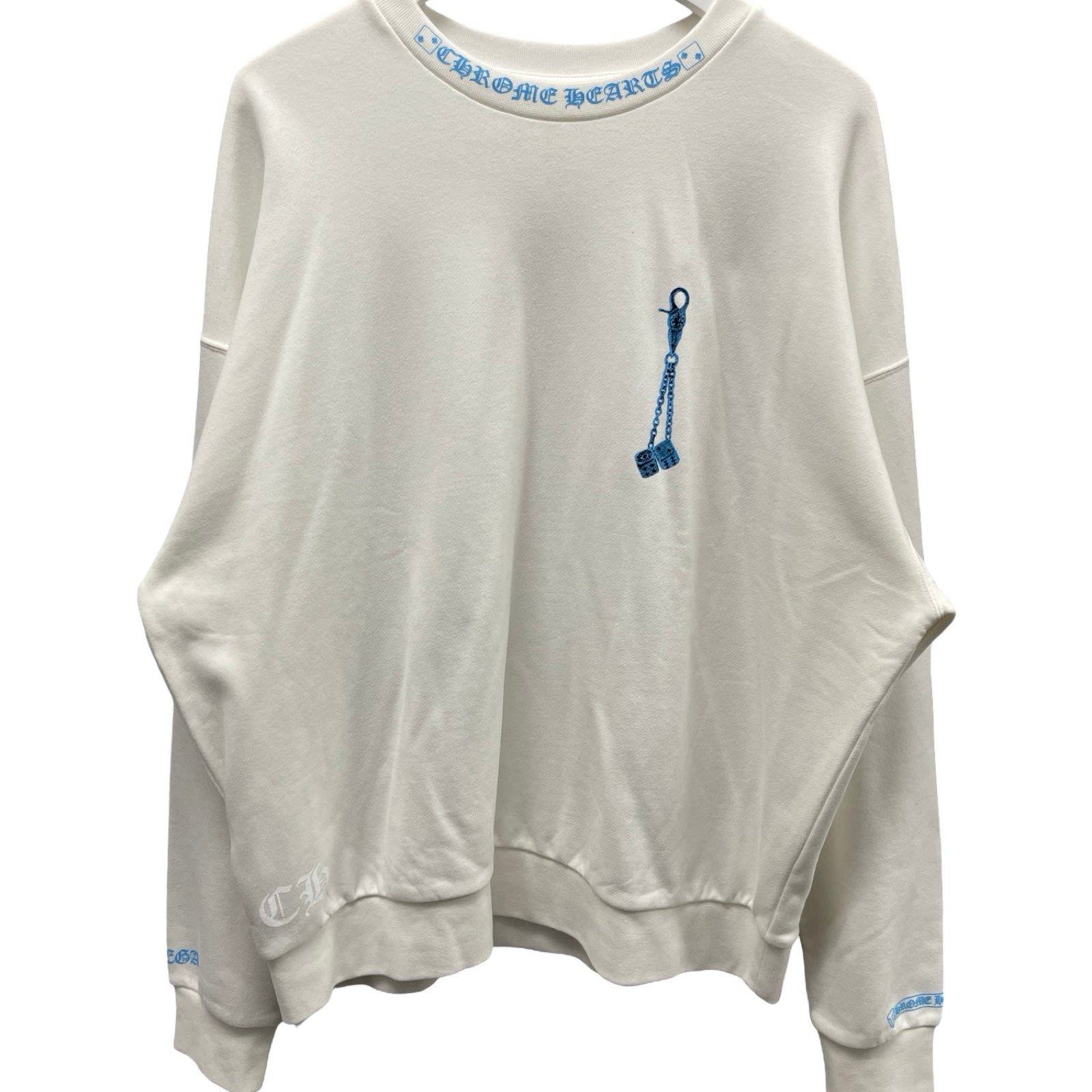 CHROME HEARTS Las Vegas Limited Neck Logo Dice Print Crewneck Sweatshirt Size XL