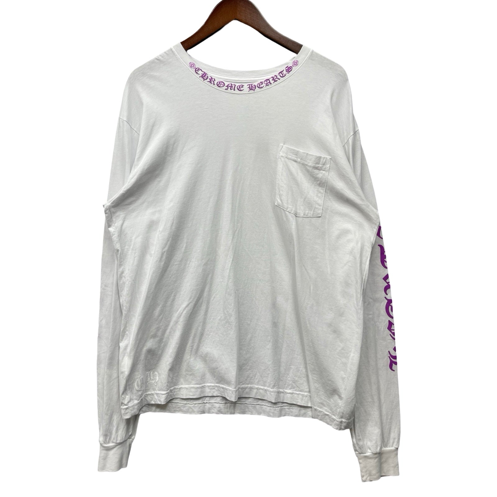 CHROME HEARTS Old English Neck Logo Pastel Purple L/S Tee Size XL