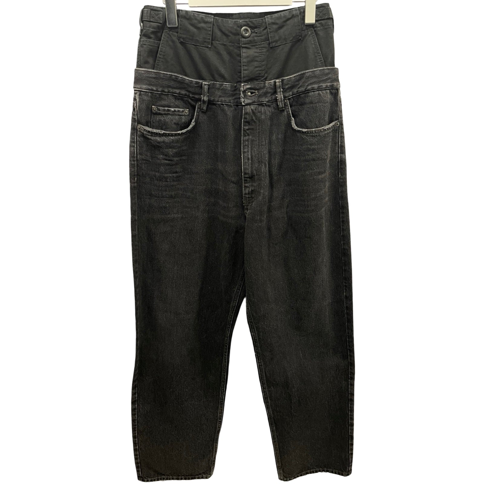 BALENCIAGA 2021AW Layered Wide Denim Pants 661609 TBP47 Size XS