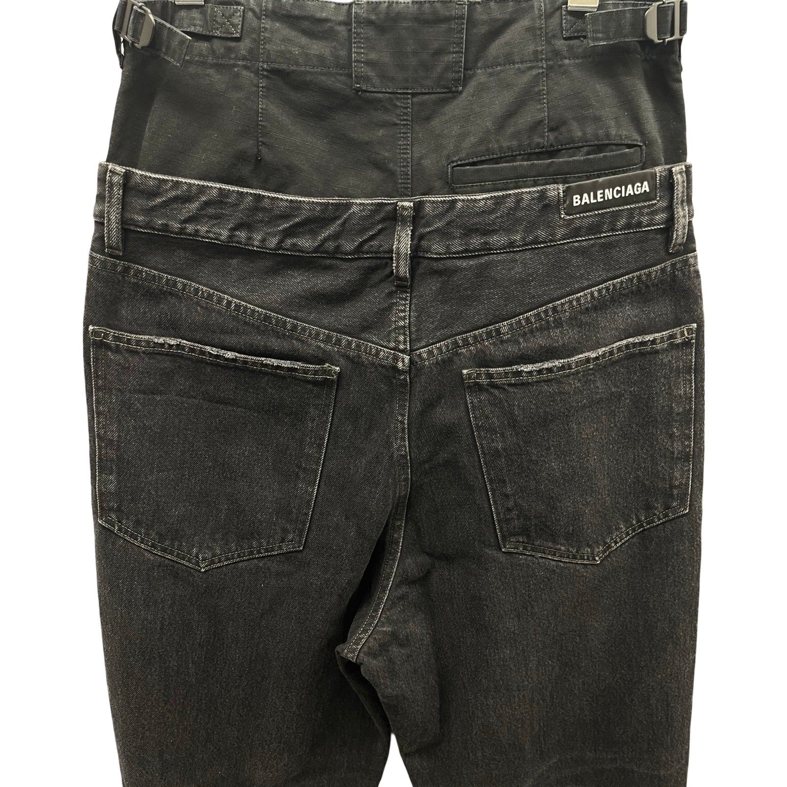 BALENCIAGA 2021AW Layered Wide Denim Pants 661609 TBP47 Size XS