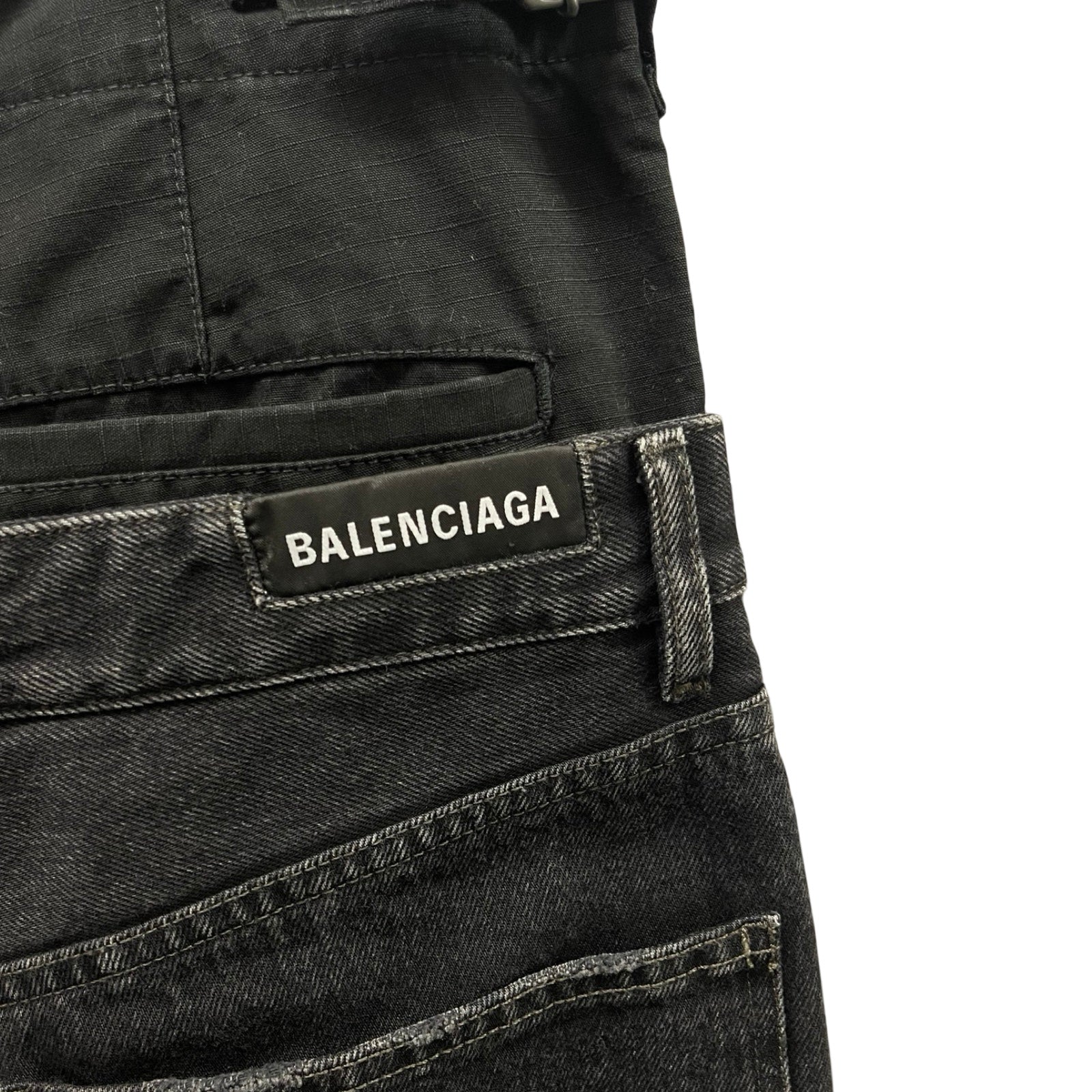 BALENCIAGA 2021AW Layered Wide Denim Pants 661609 TBP47 Size XS