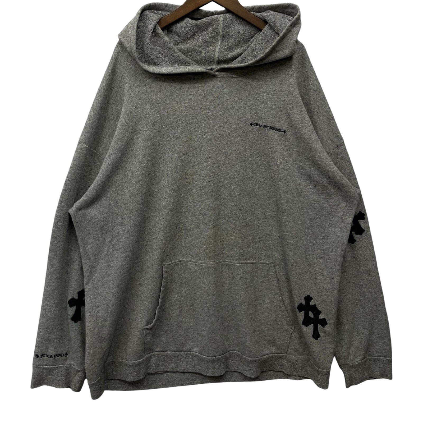 CHROME HEARTS Y NOT Cemetery Cross Patch Sweat Pullover Hoodie Size XL