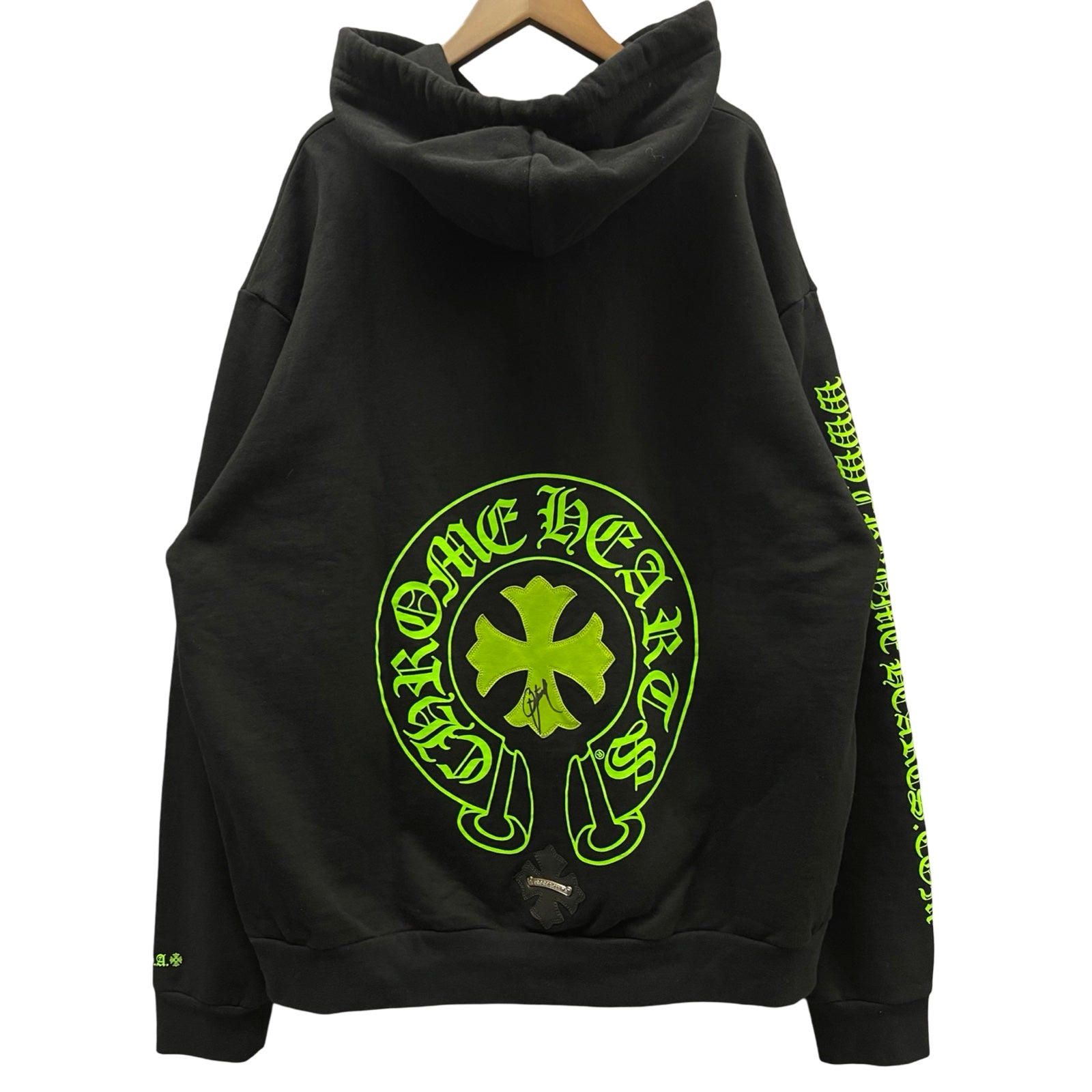 CHROME HEARTS 2022SS Charity Horseshoe CH Plus Leather Patch Pullover Hoodie Size XL