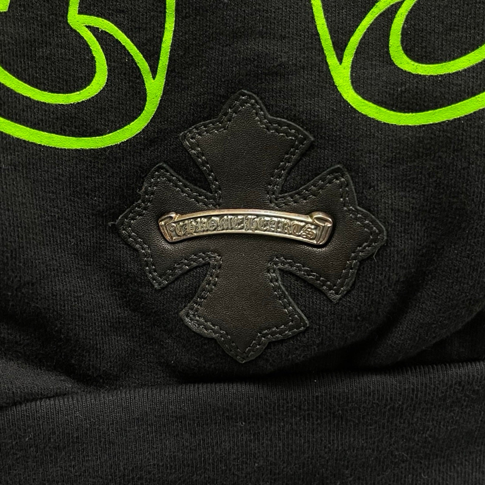 CHROME HEARTS 2022SS Charity Horseshoe CH Plus Leather Patch Pullover Hoodie Size XL