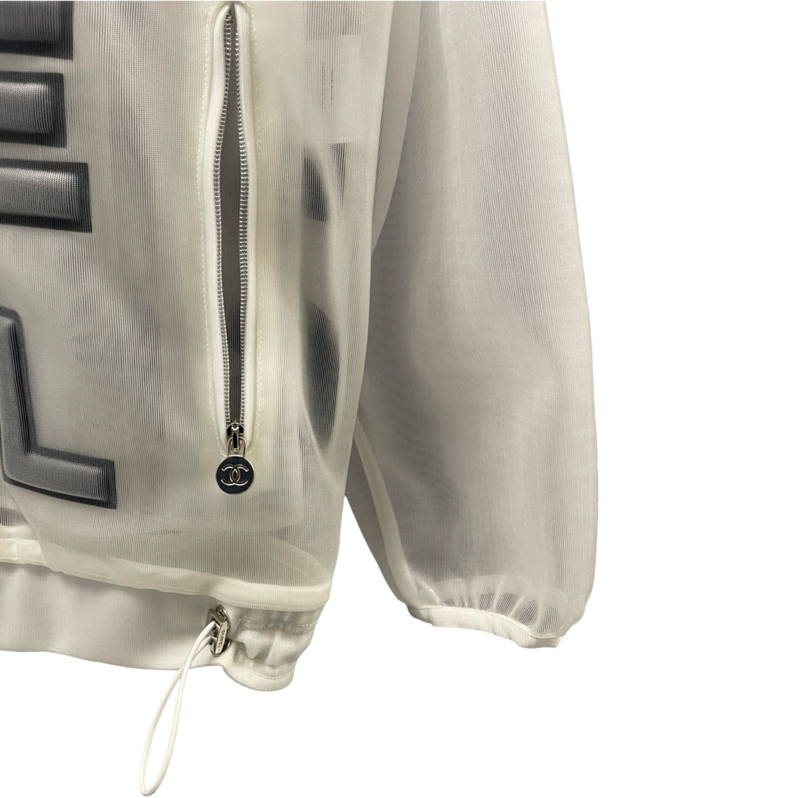 CHANEL 2019SS Logo Nylon Zip Up Hoodie P60972V46493 Size 50