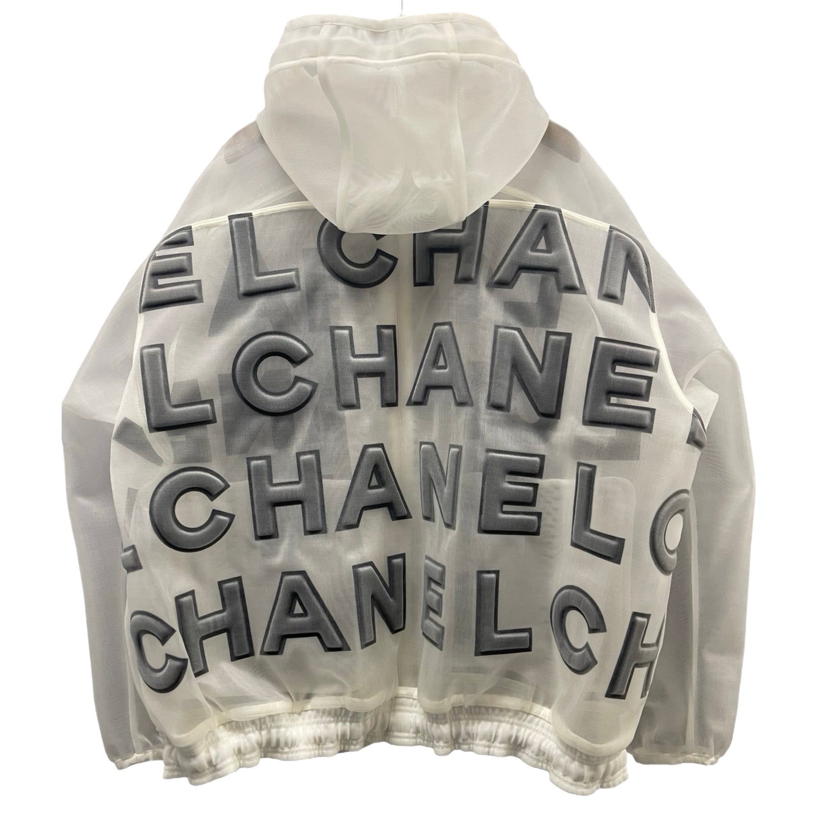 CHANEL 2019SS Logo Nylon Zip Up Hoodie P60972V46493 Size 50