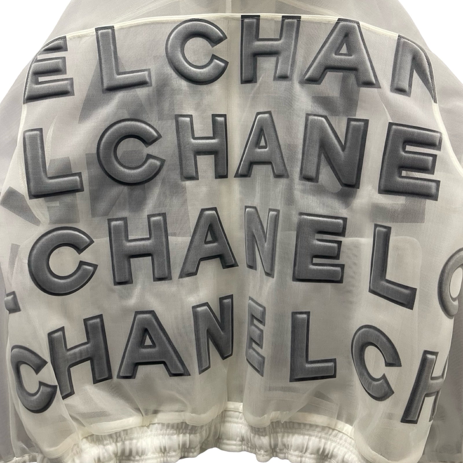 CHANEL 2019SS Logo Nylon Zip Up Hoodie P60972V46493 Size 50