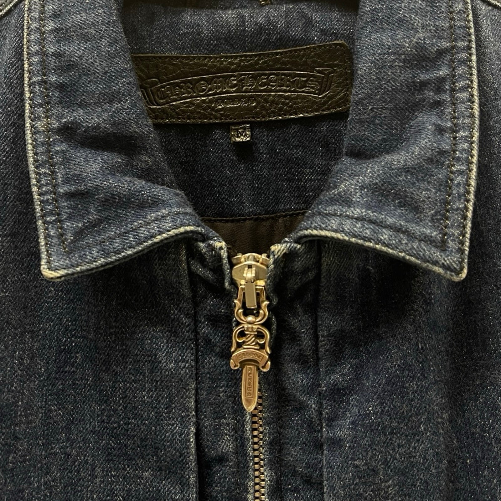 CHROME HEARTS Y NOT Dagger Zip Denim Jacket Size M