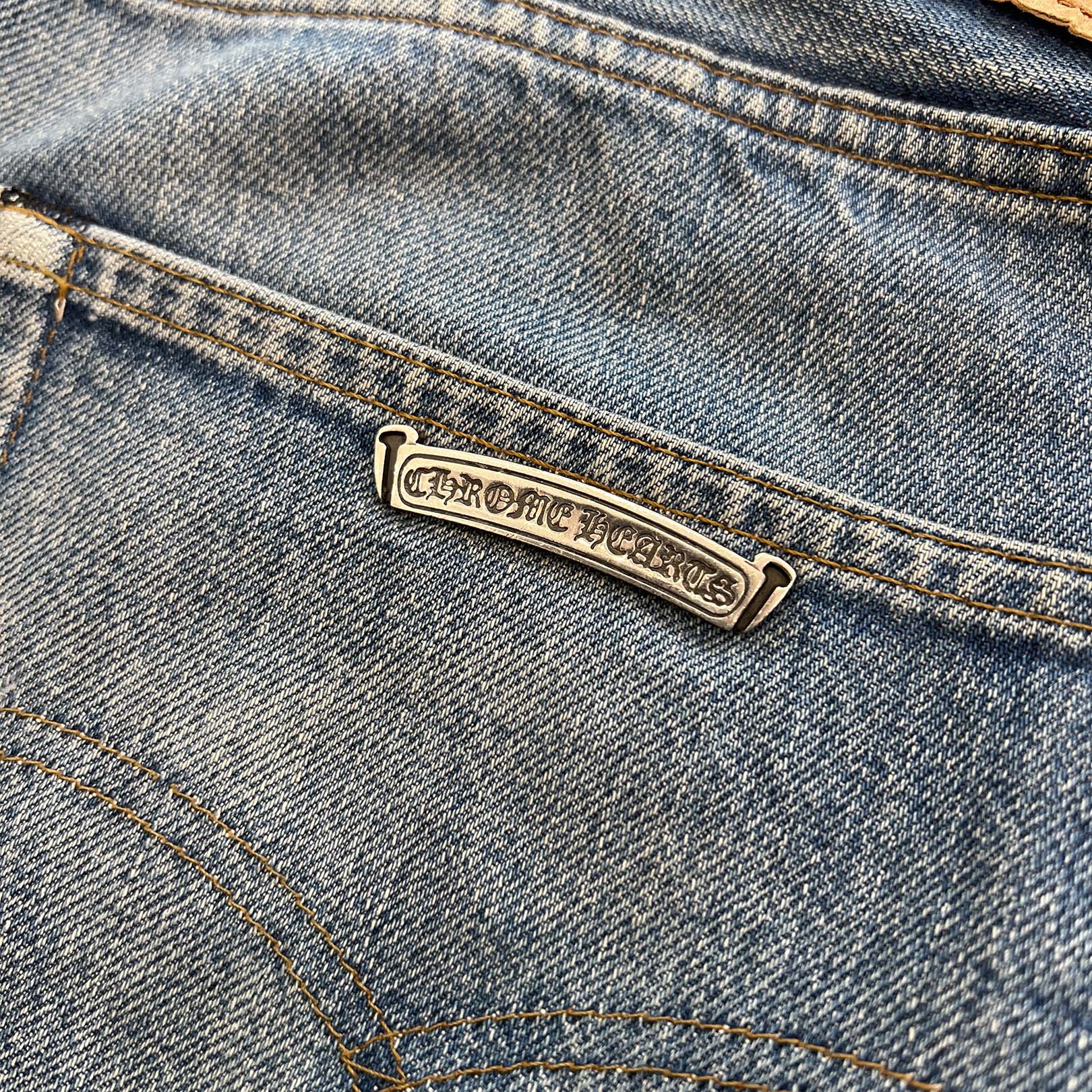 CHROME HEARTS × Levi's 501 VNTG Patent Leopard Leather Cross Patch Jeans Size 33 クロムハーツ × リーバイス 501 ヴィンテージ パテント レオパード レザークロスパッチ ジーンズ デニムパンツ サイズ33