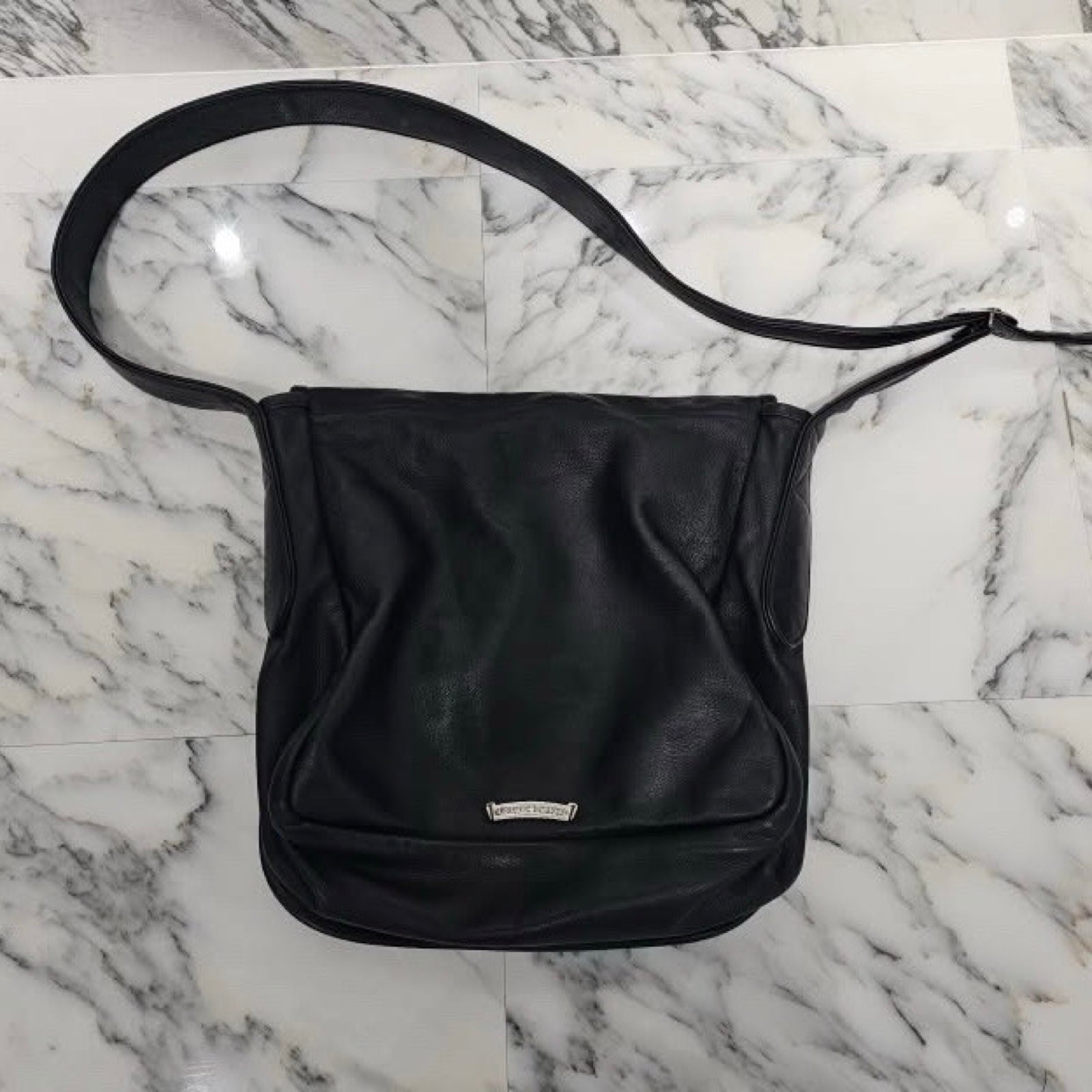 CHROME HEARTS Large Cross Leather Patch Shoulder Bag