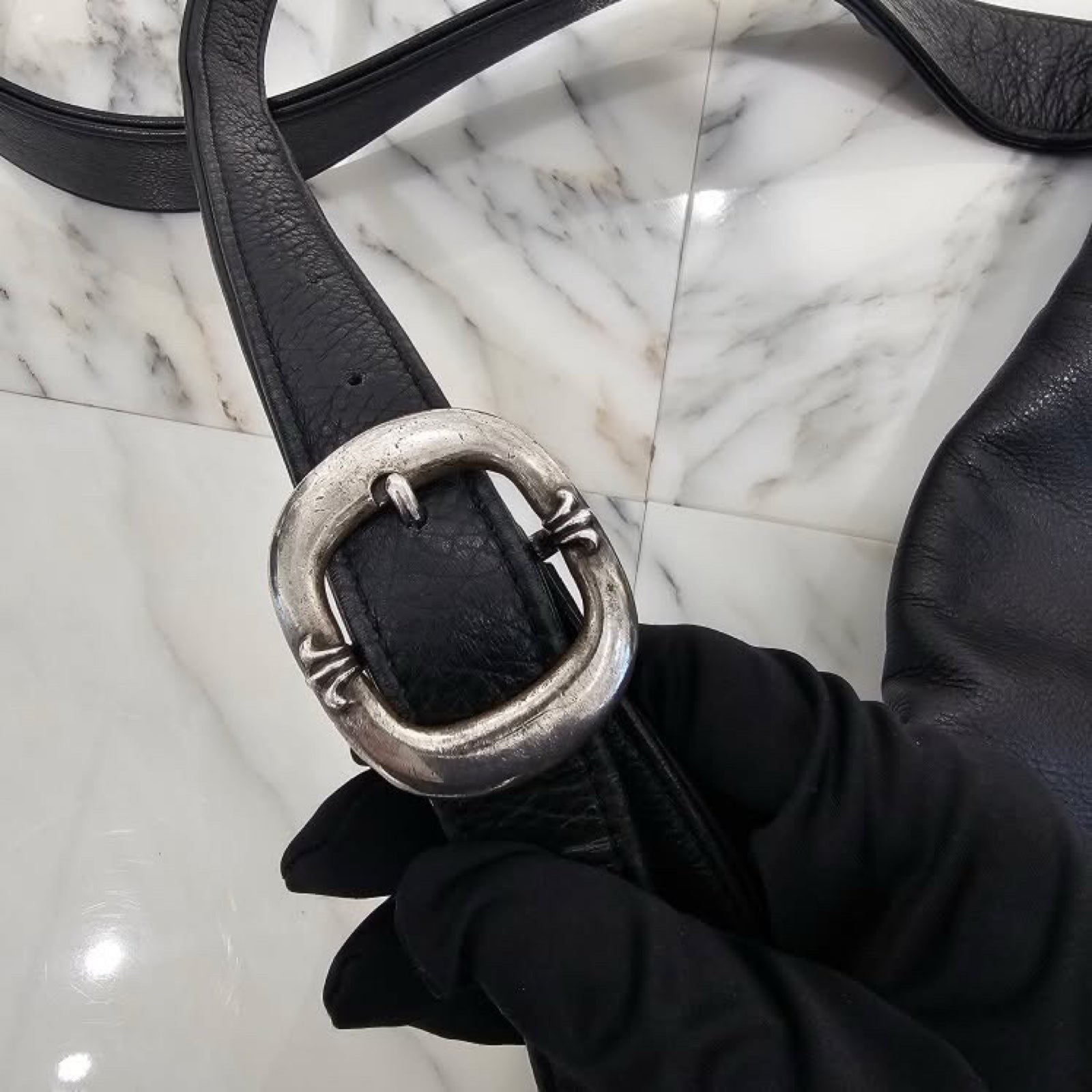 CHROME HEARTS Large Cross Leather Patch Shoulder Bag