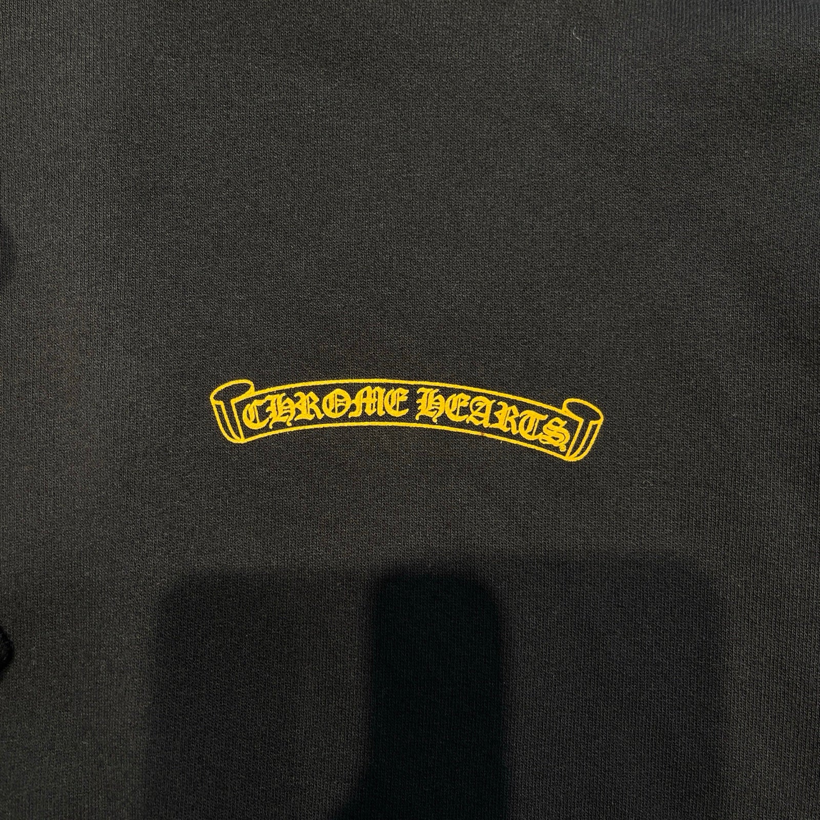 CHROME HEARTS CH Plus Yellow Cross Logo Pullover Hoodie Size L