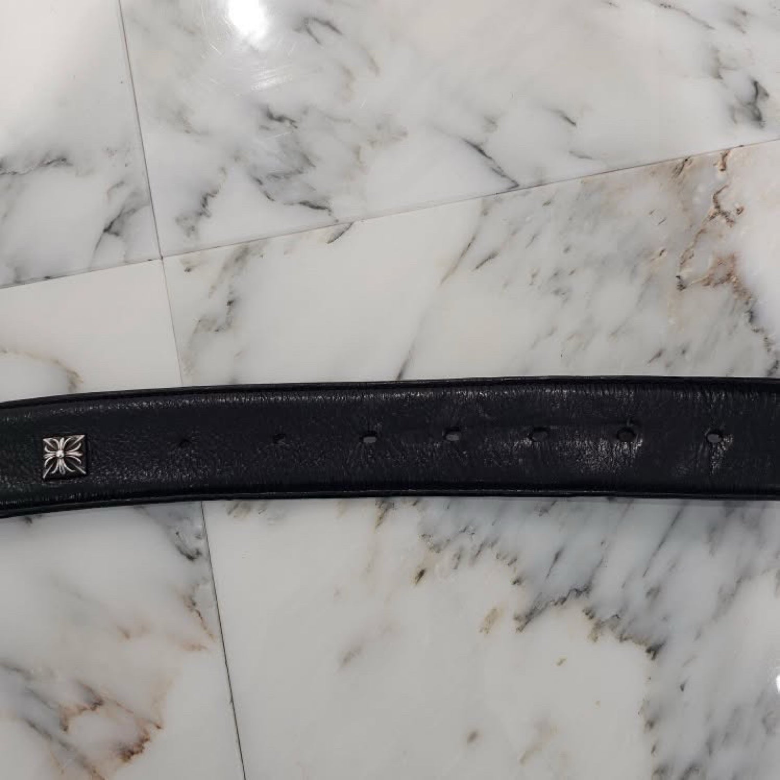 CHROME HEARTS Classic Oval Cross CH Plus Studs Buckle Belt Size 38 Inch