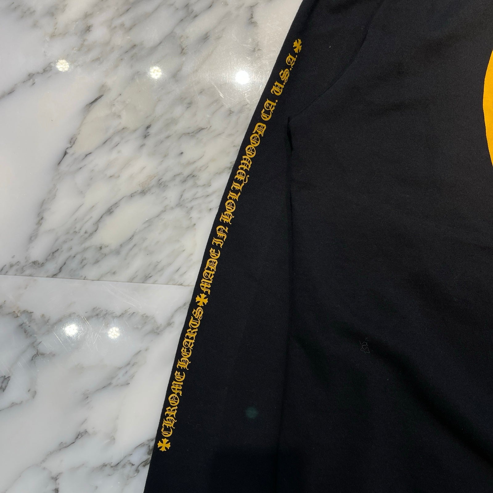 CHROME HEARTS CH Plus Yellow Cross Logo Pullover Hoodie Size L