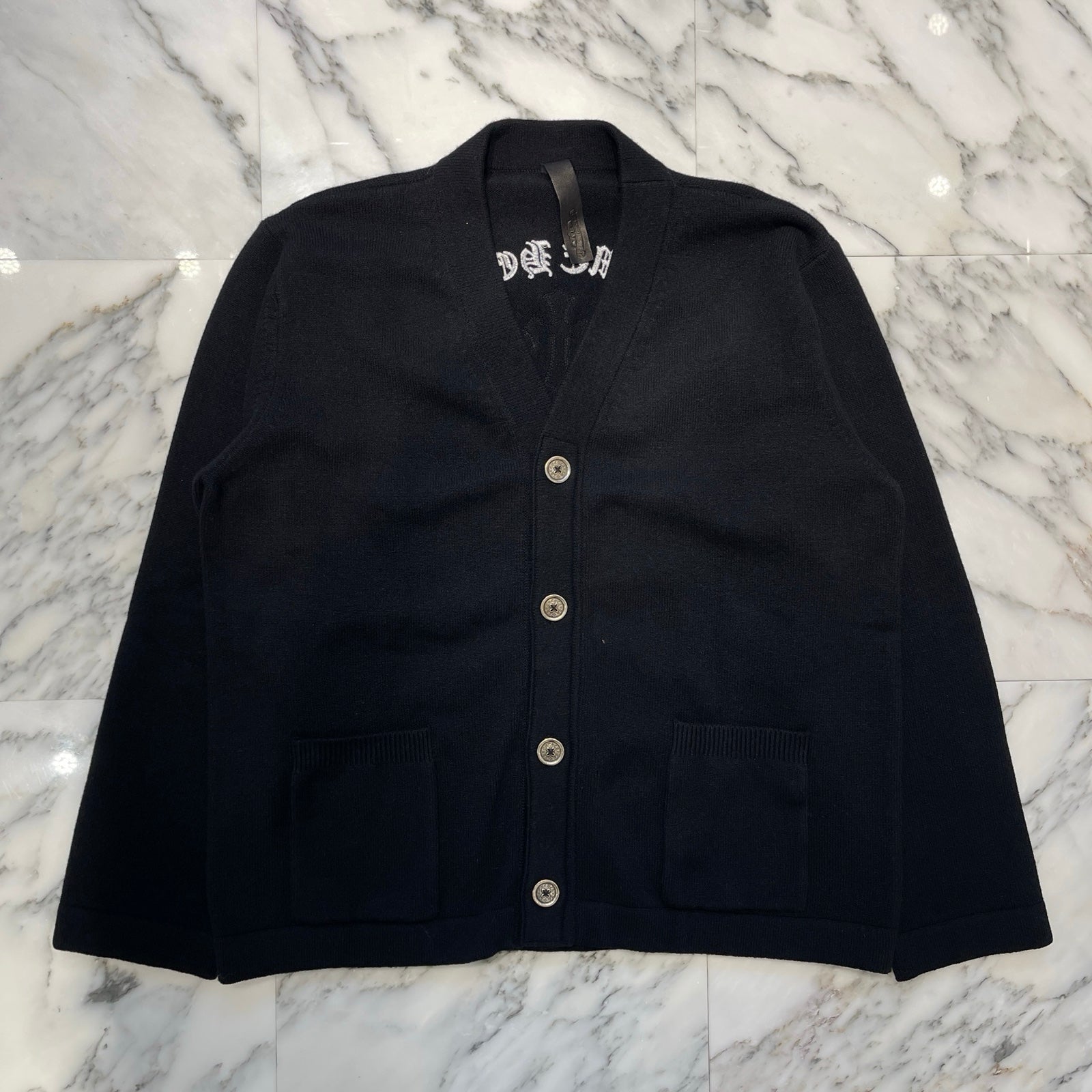 CHROME HEARTS King Taco 3 Cemetery Cross Cashmere Cardigan Size XL