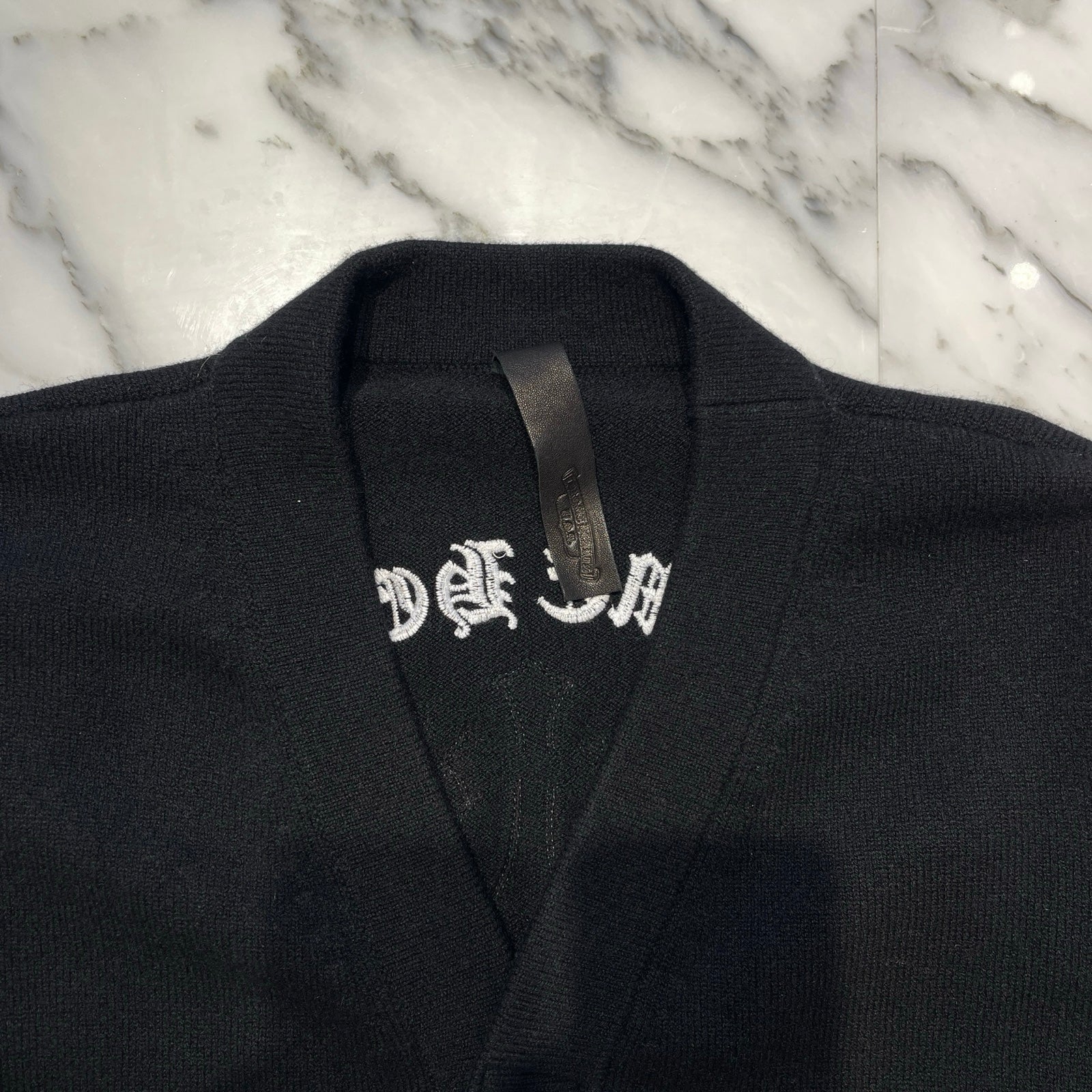 CHROME HEARTS King Taco 3 Cemetery Cross Cashmere Cardigan Size XL