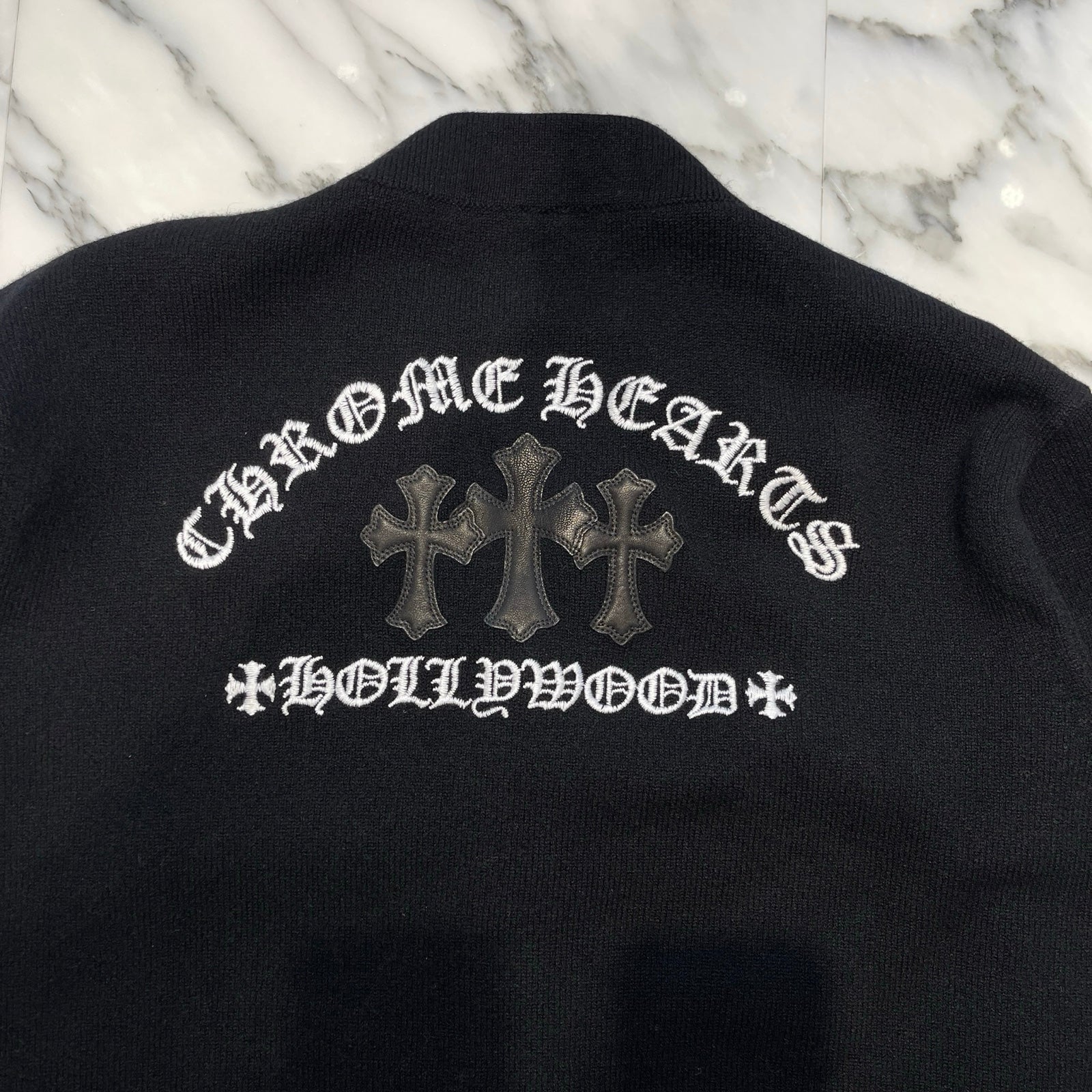 CHROME HEARTS King Taco 3 Cemetery Cross Cashmere Cardigan Size XL