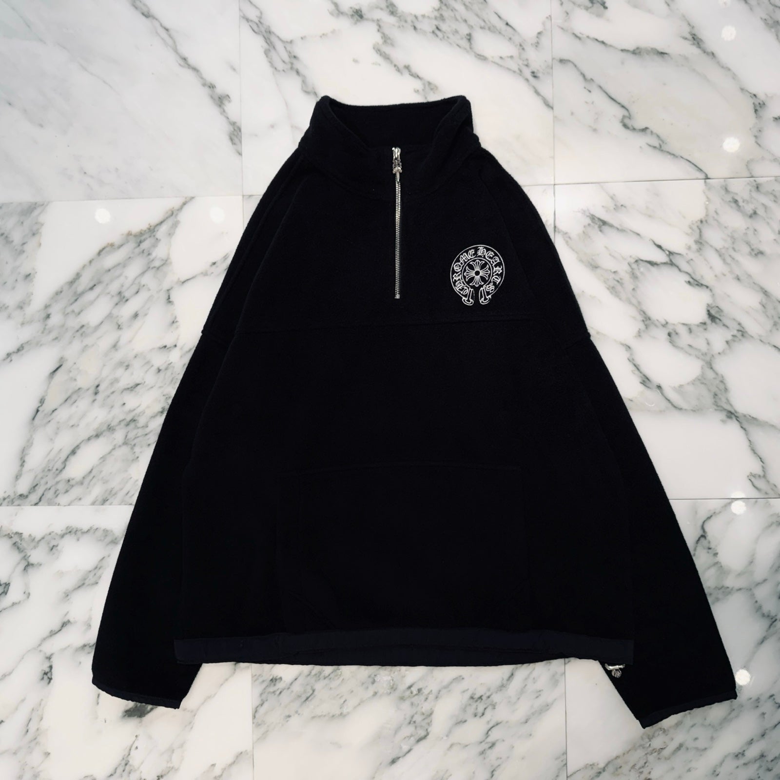 CHROME HEARTS Half Zip Horseshoe Fleece Hoodie Size M