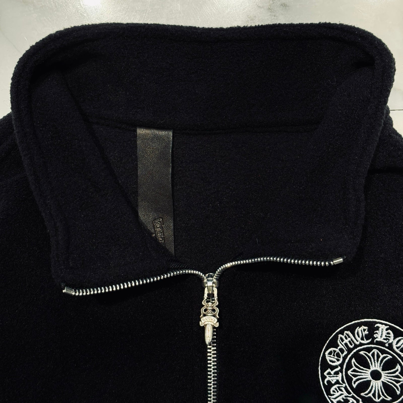 CHROME HEARTS Half Zip Horseshoe Fleece Hoodie Size M