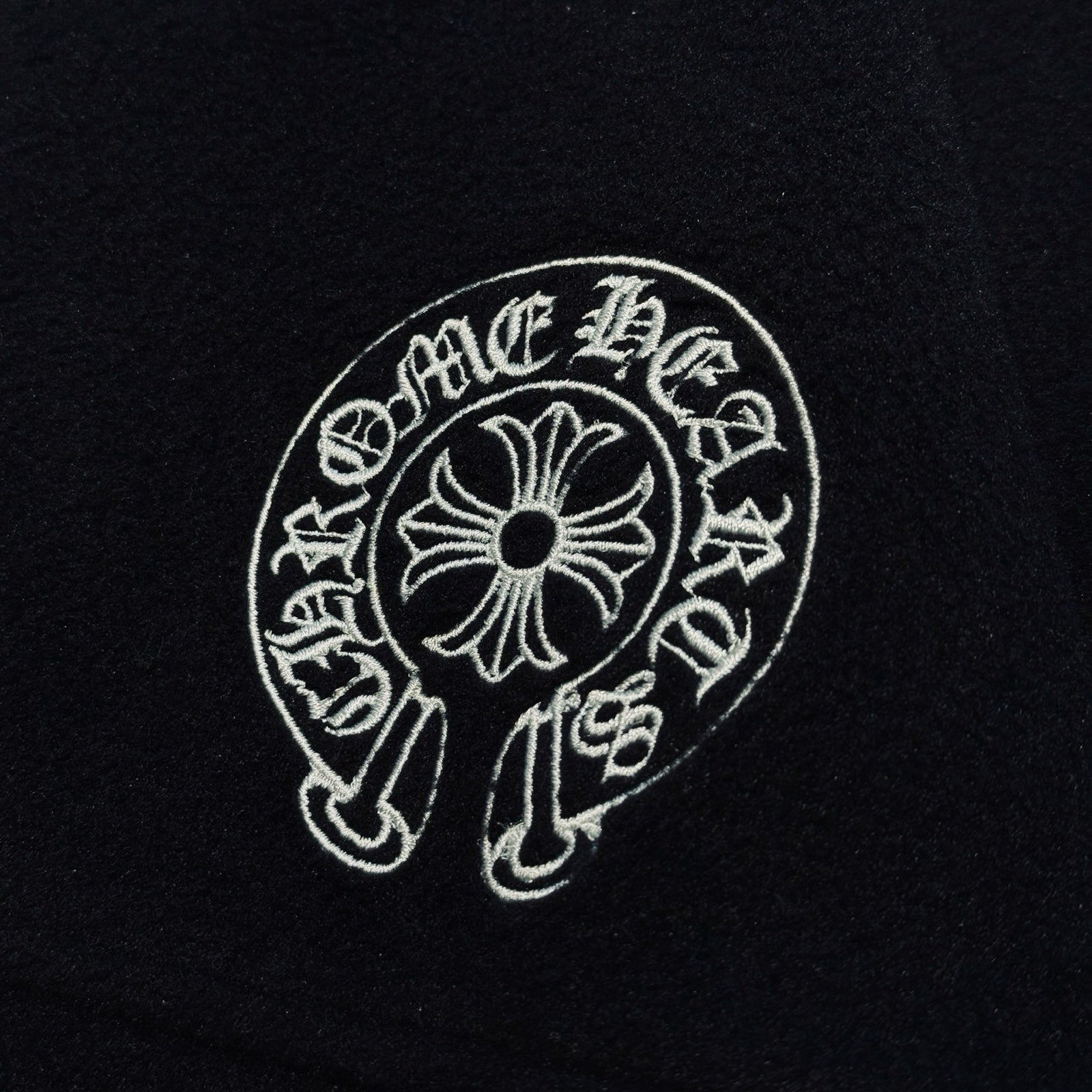 CHROME HEARTS Half Zip Horseshoe Fleece Hoodie Size M