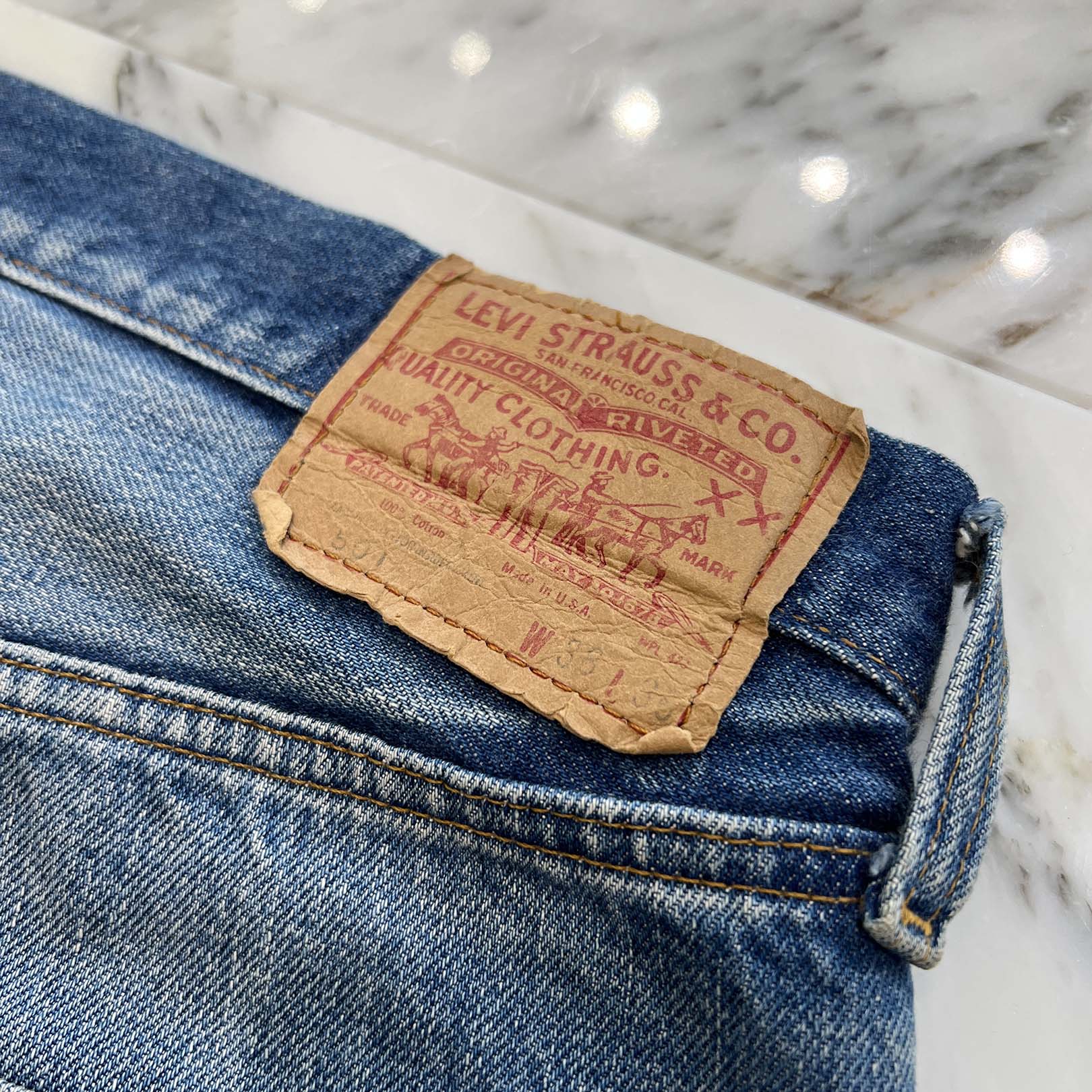 CHROME HEARTS × Levi's 501 VNTG Patent Leopard Leather Cross Patch Jeans Size 33 クロムハーツ × リーバイス 501 ヴィンテージ パテント レオパード レザークロスパッチ ジーンズ デニムパンツ サイズ33