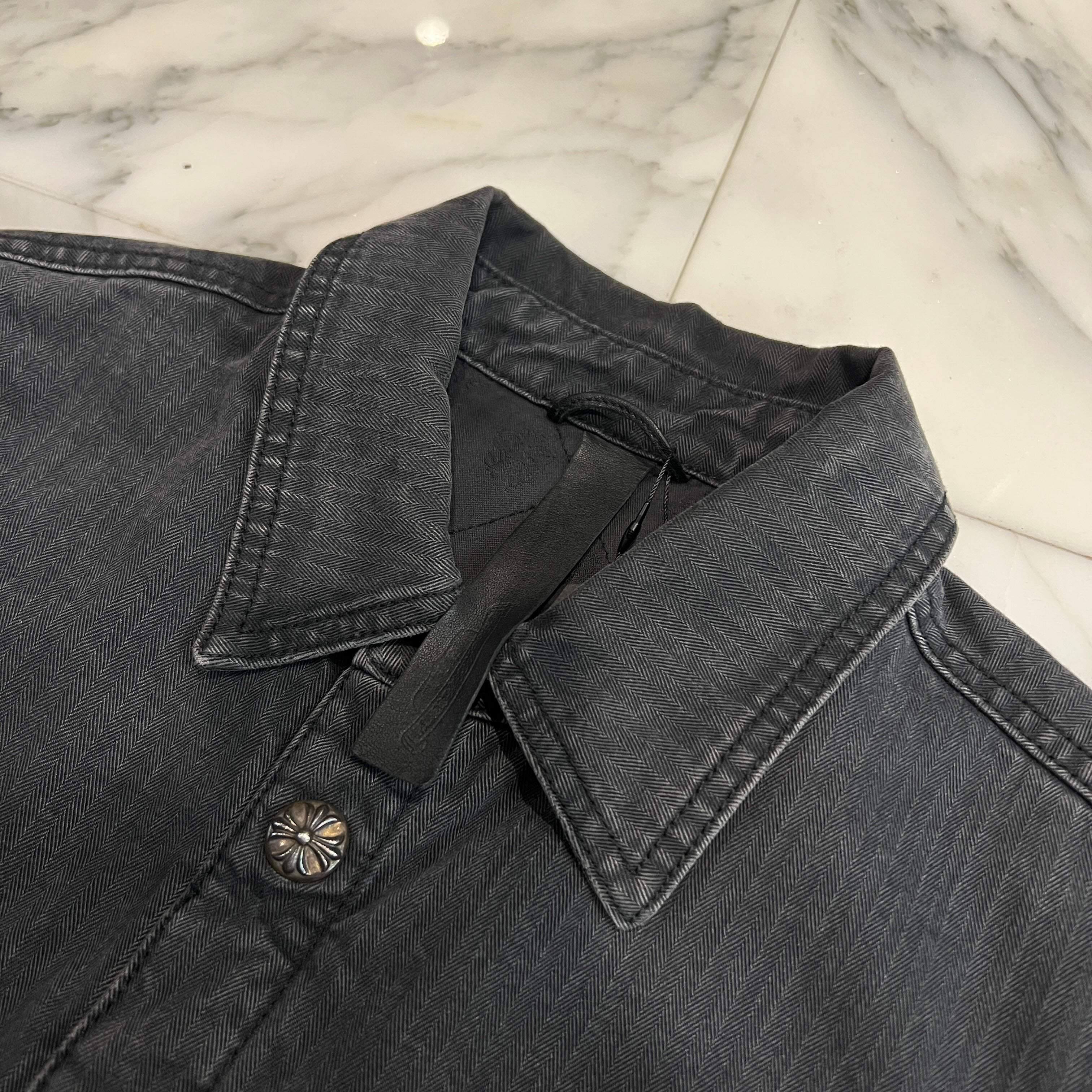 CHROME HEARTS Y NOT WORK DOG Herringbone Shirt Jacket Size XL