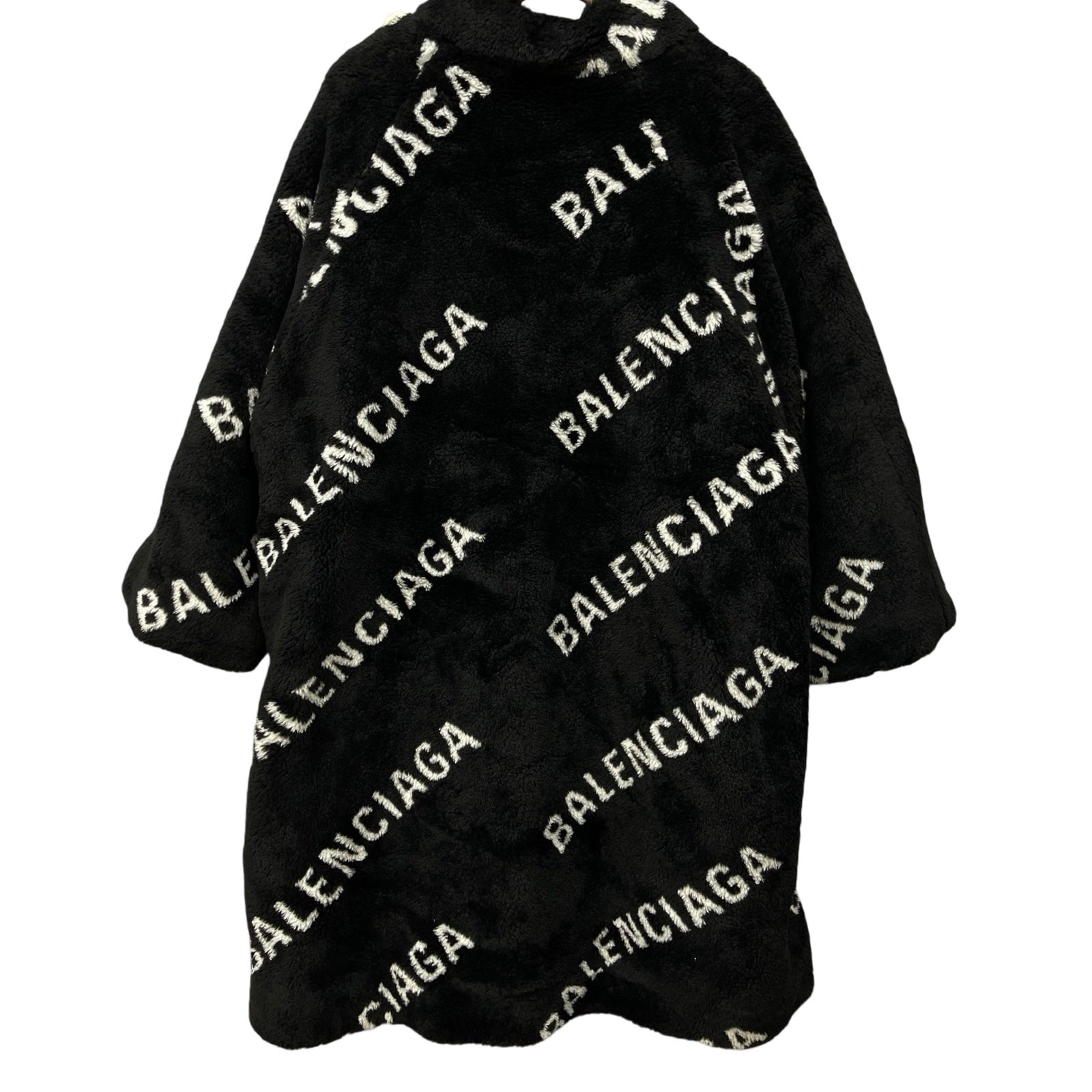 BALENCIAGA 2019AW Oversized Logo Acrylic Fur Coat 583846 TGQ02 Size 40